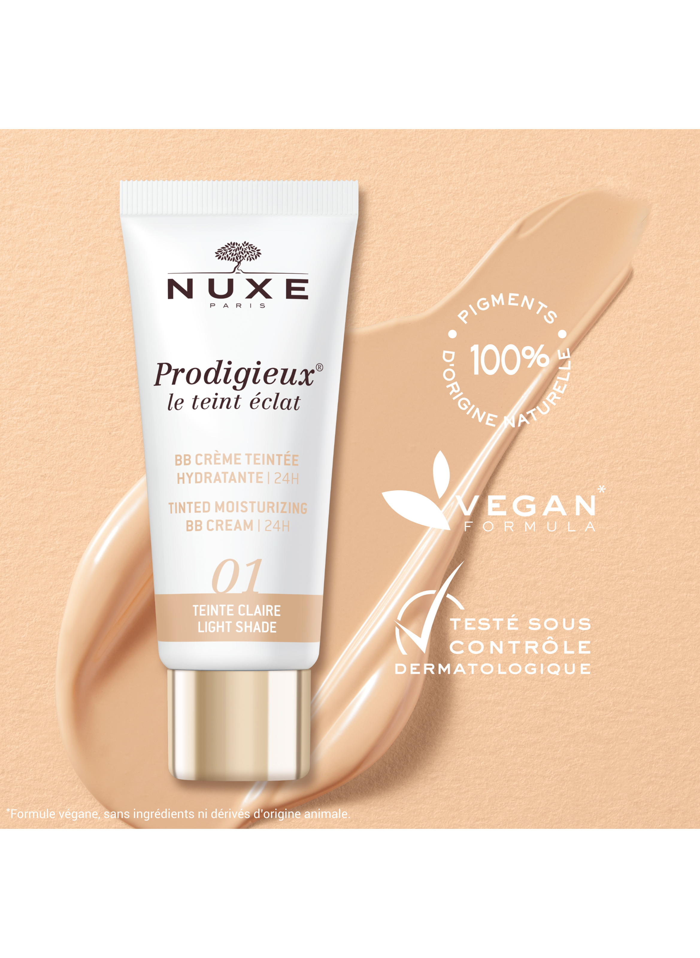 Prodigieux® Radiance-Boosting Tinted BB Cream 24H Hydrating NUXE Clair