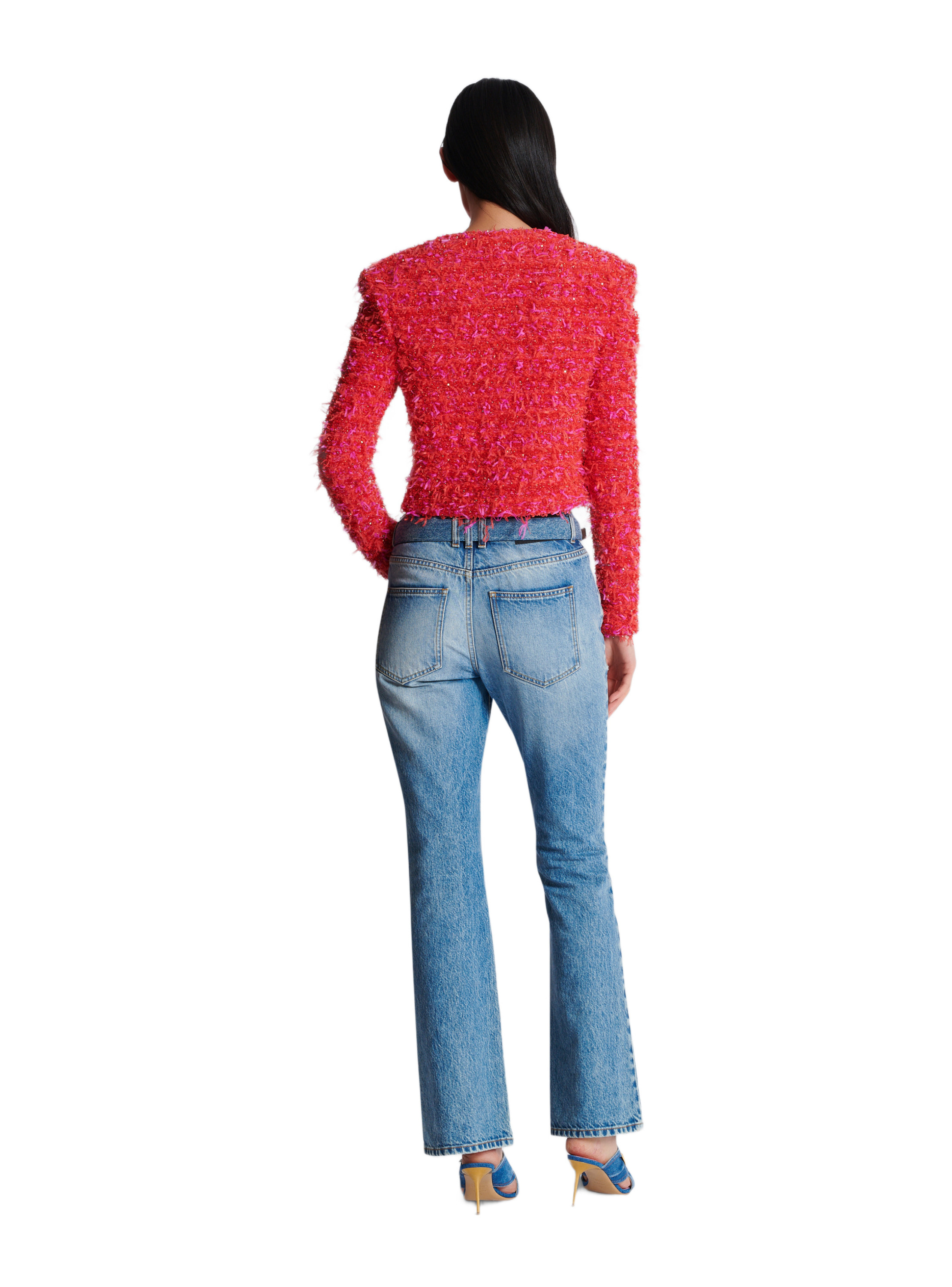 Veste courte en tweed BALMAIN Rouge