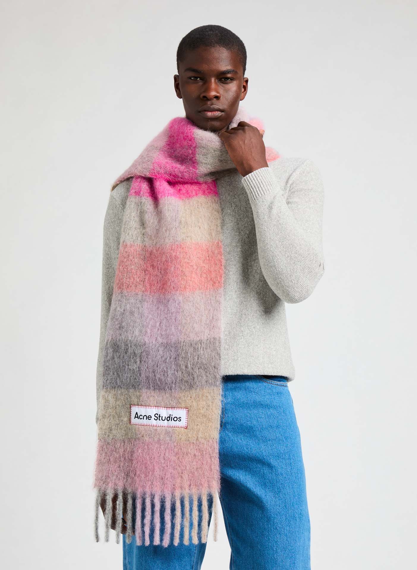 Alpaca and mohair-blend scarf ACNE STUDIOS Pink