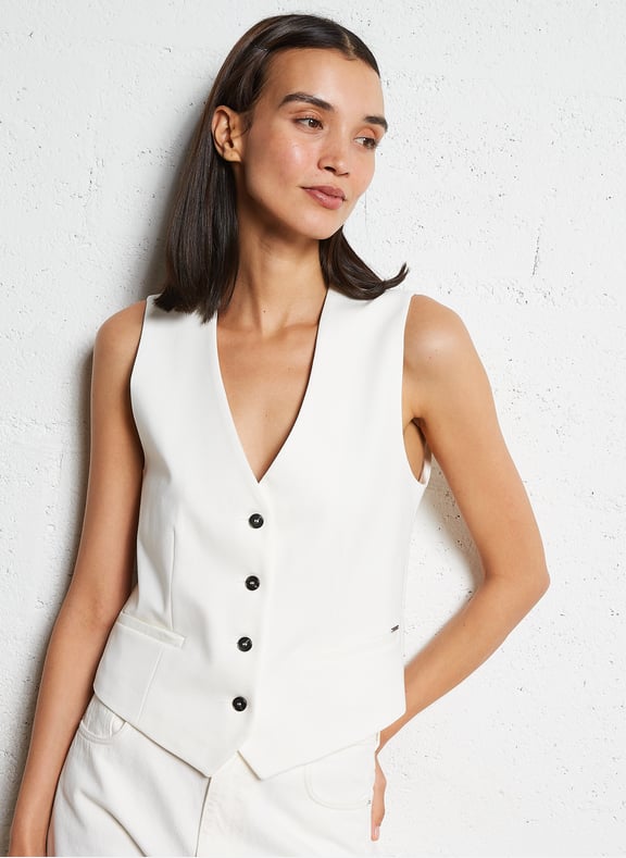 Gilet sans manches droit Blanc by IKKS IKKS Gilet sans manches droit Blanc