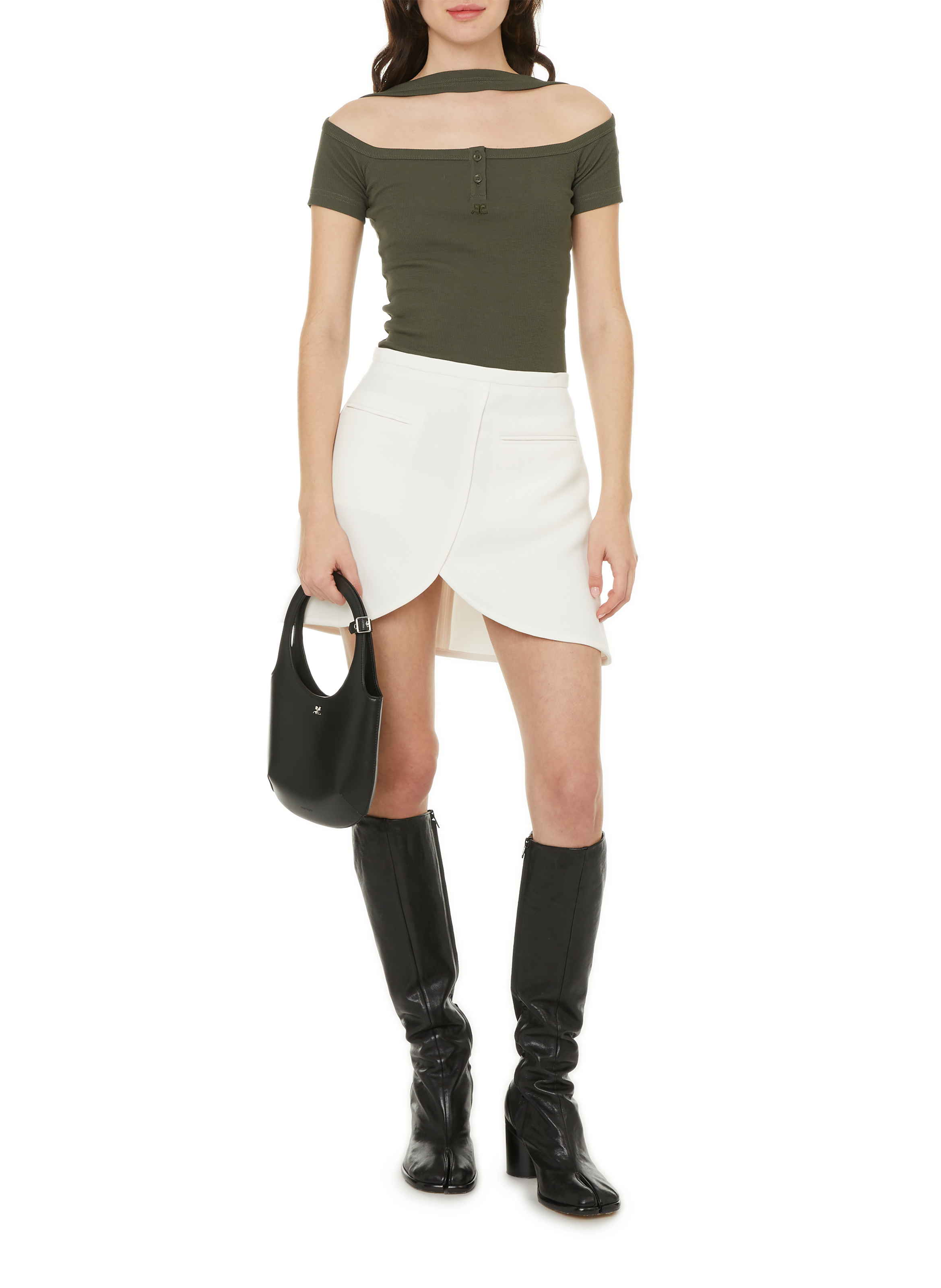 Sac épaule en cuir COURRÈGES Noir