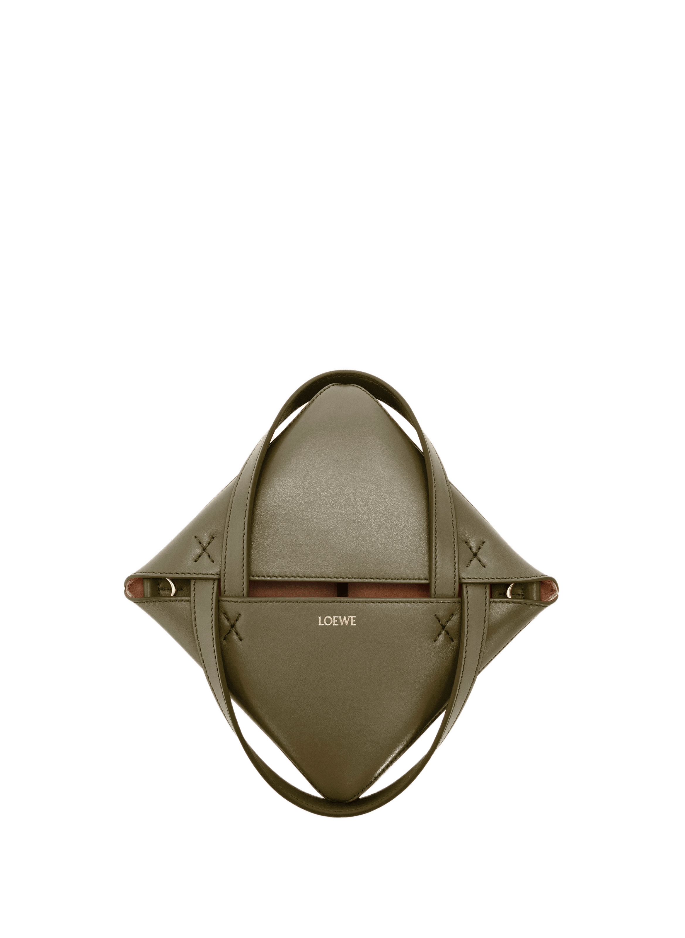 Mini Puzzle Fold Glossy Calf Leather Tote LOEWE Khaki