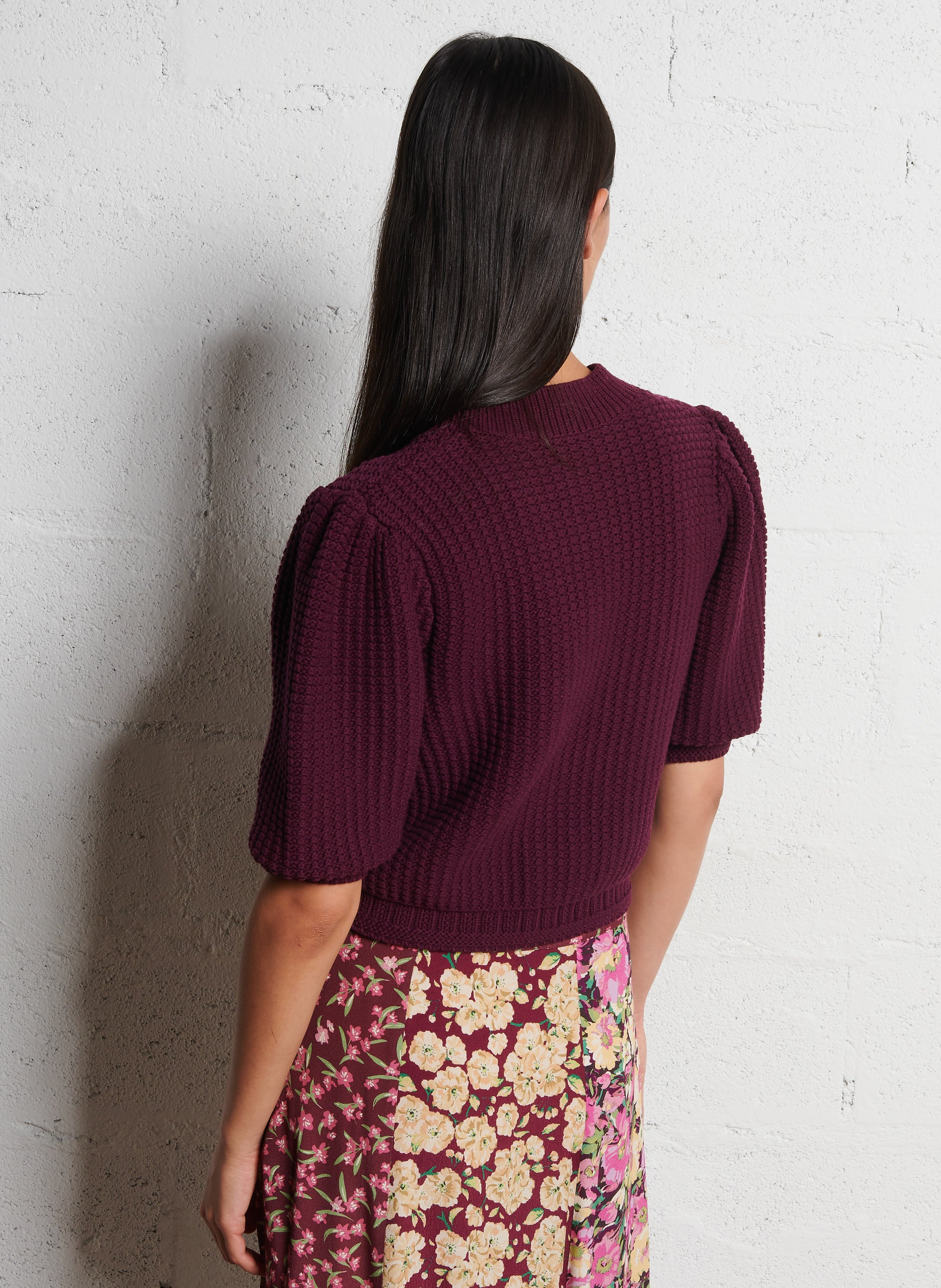 Gilet droit en coton mélangé garance BA&SH Violet