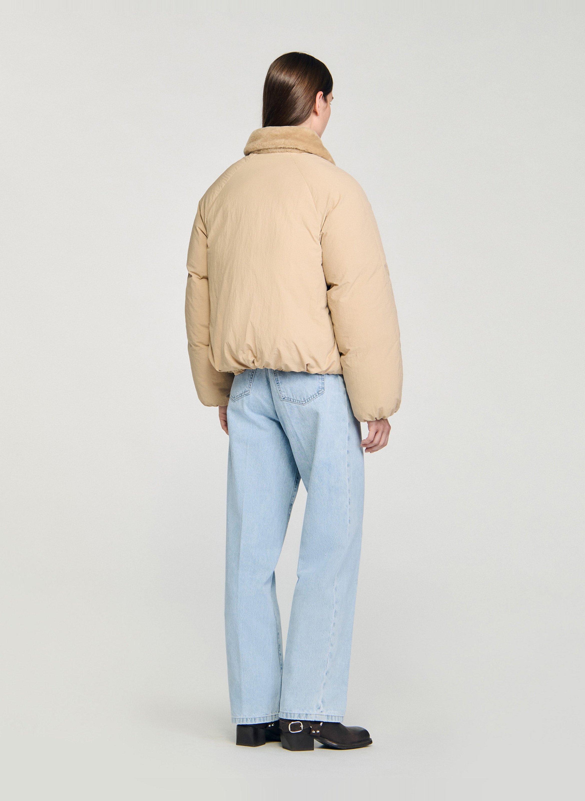 Doudoune oversize col classique SANDRO Beige