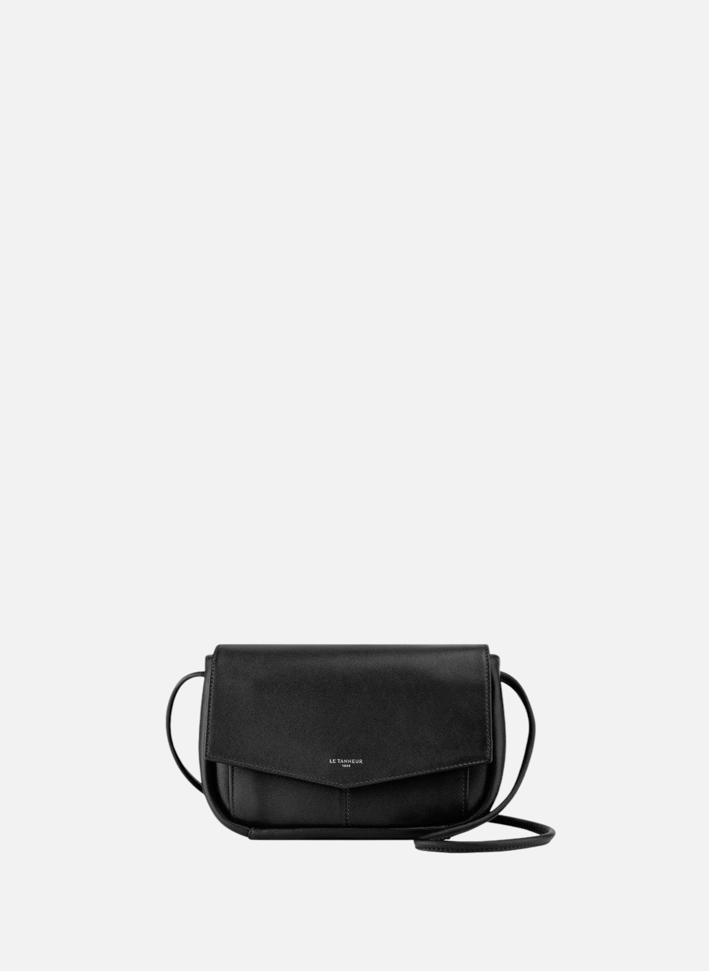 Sac pochette avec bandoulière amovible charlotte en cuir lisse LE TANNEUR Noir