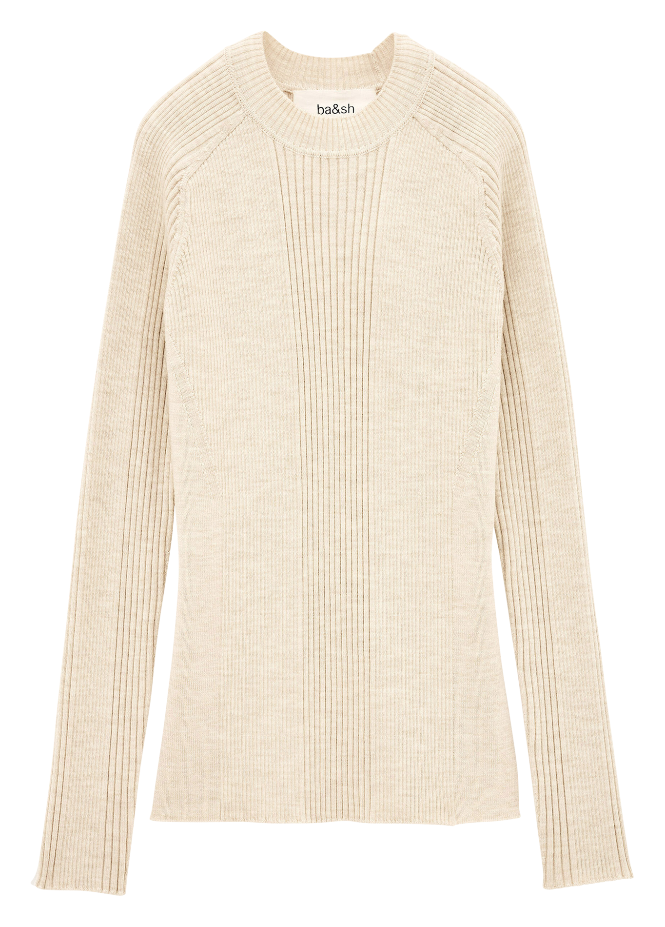 Pull col rond droit en laine banny BA&SH Beige