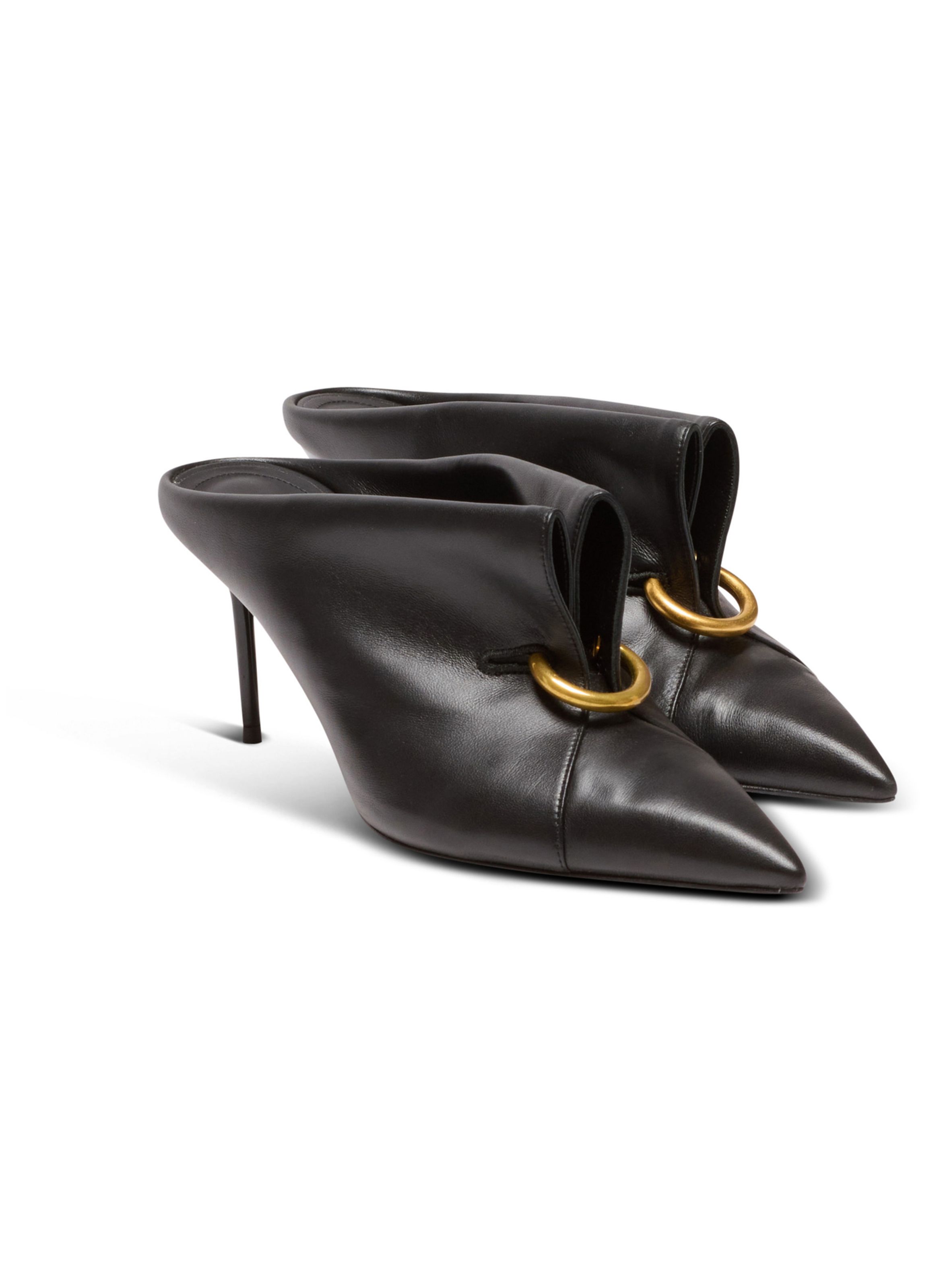 Mules en cuir d’agneau avec piercing à l’avant BALMAIN Noir