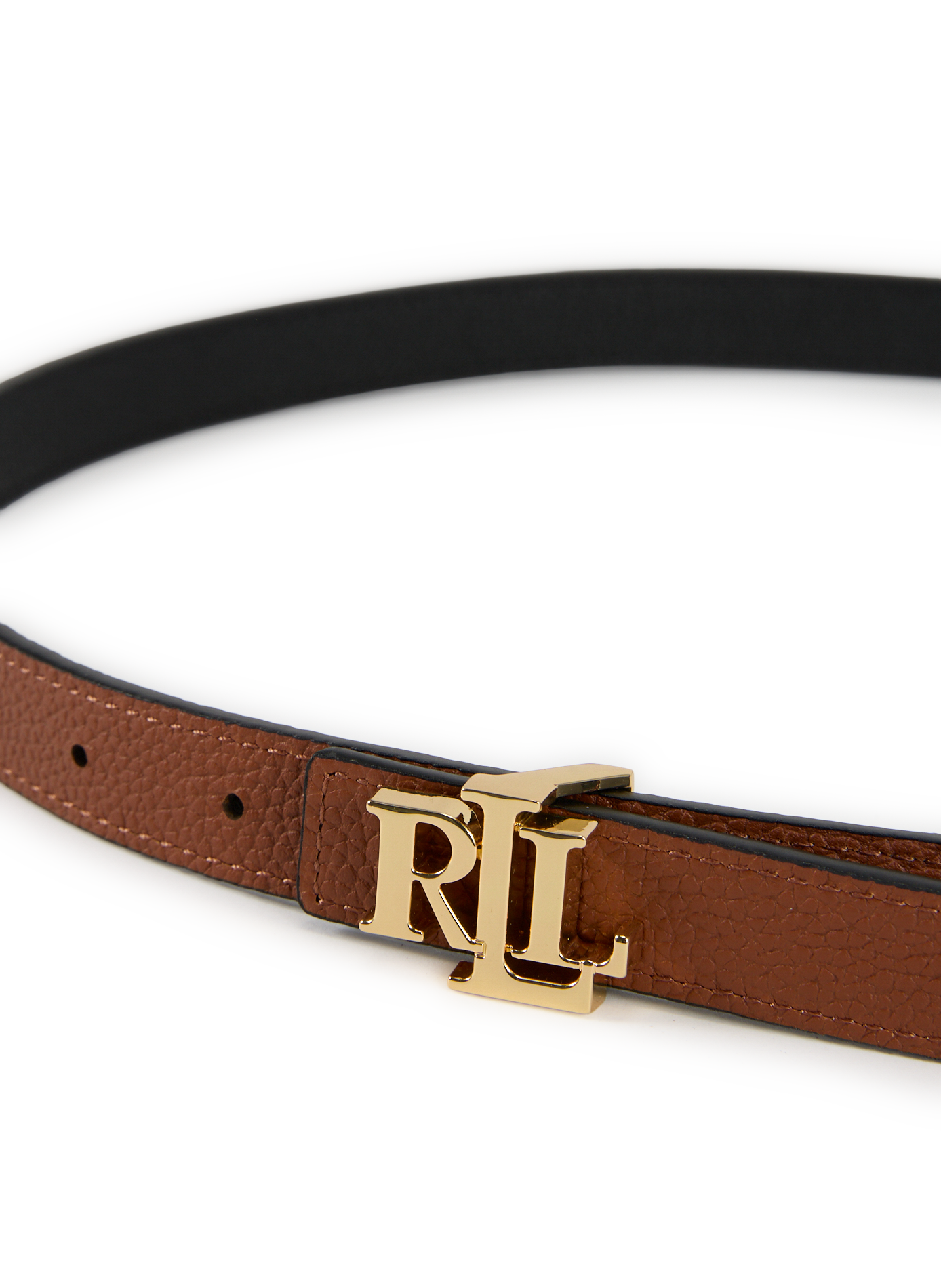 Ceinture en cuir à logo LAUREN Noir