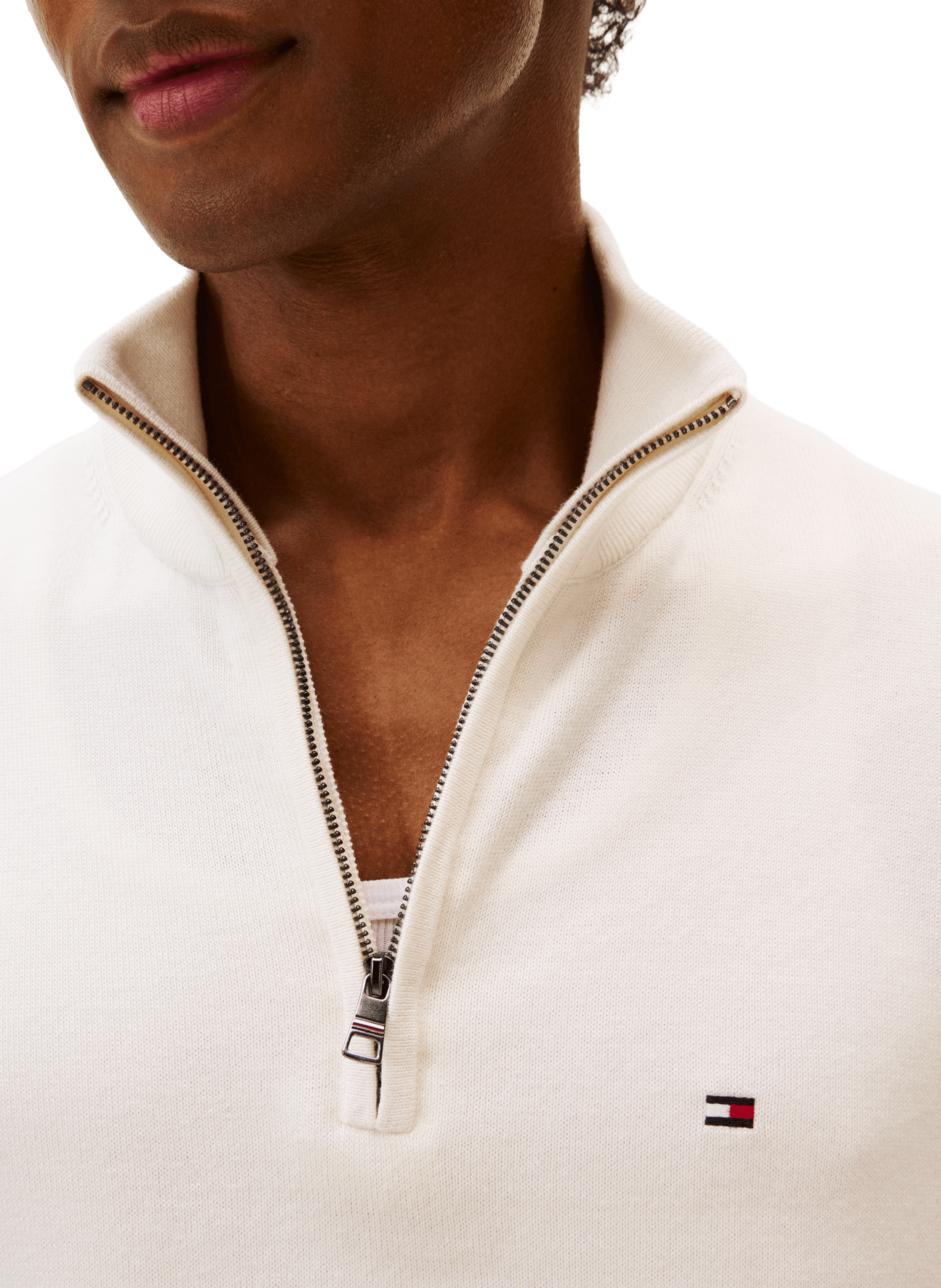 Cotton high-neck jumper Beige