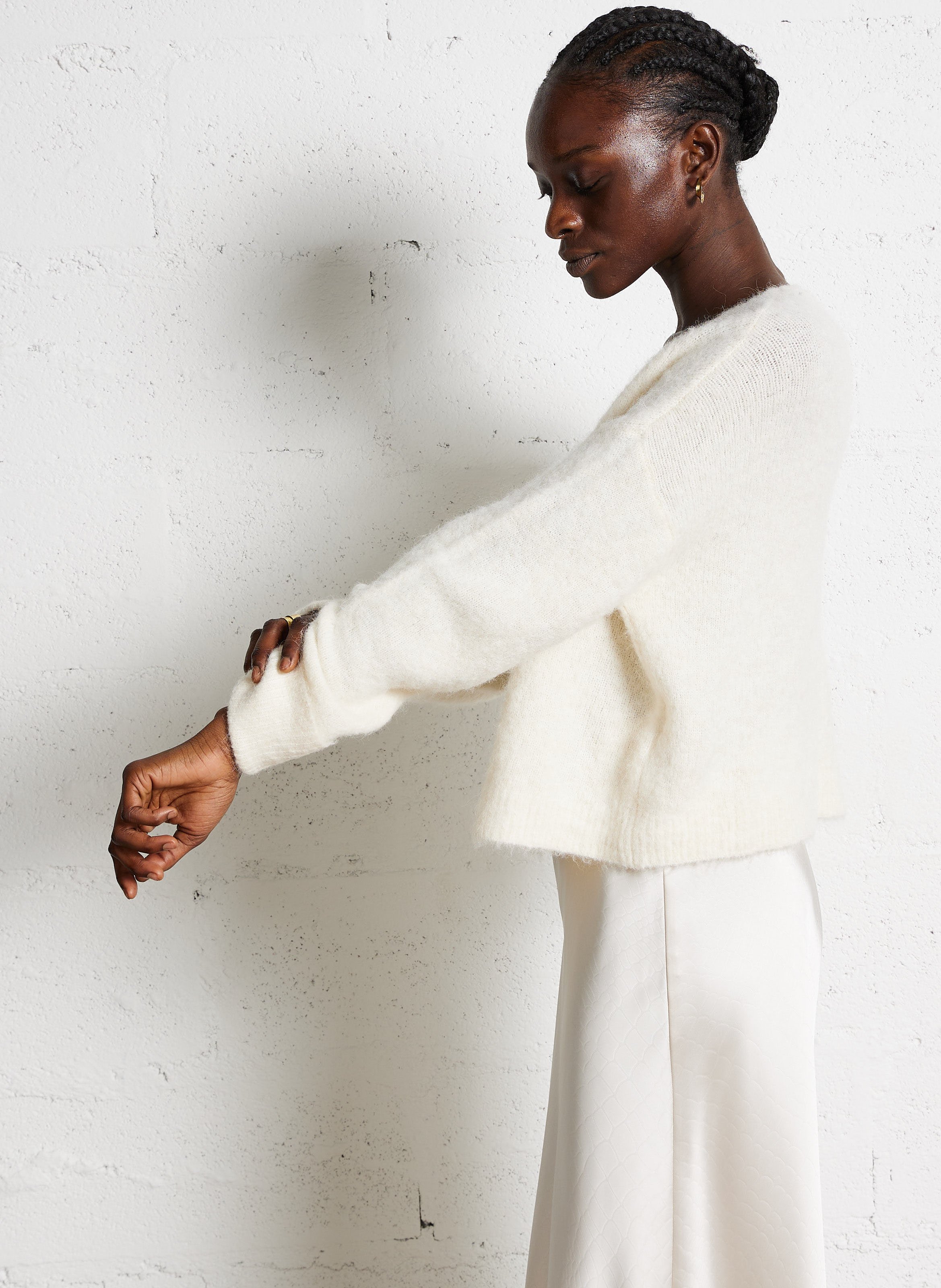 Pull oversize à col v east AMERICAN VINTAGE Beige