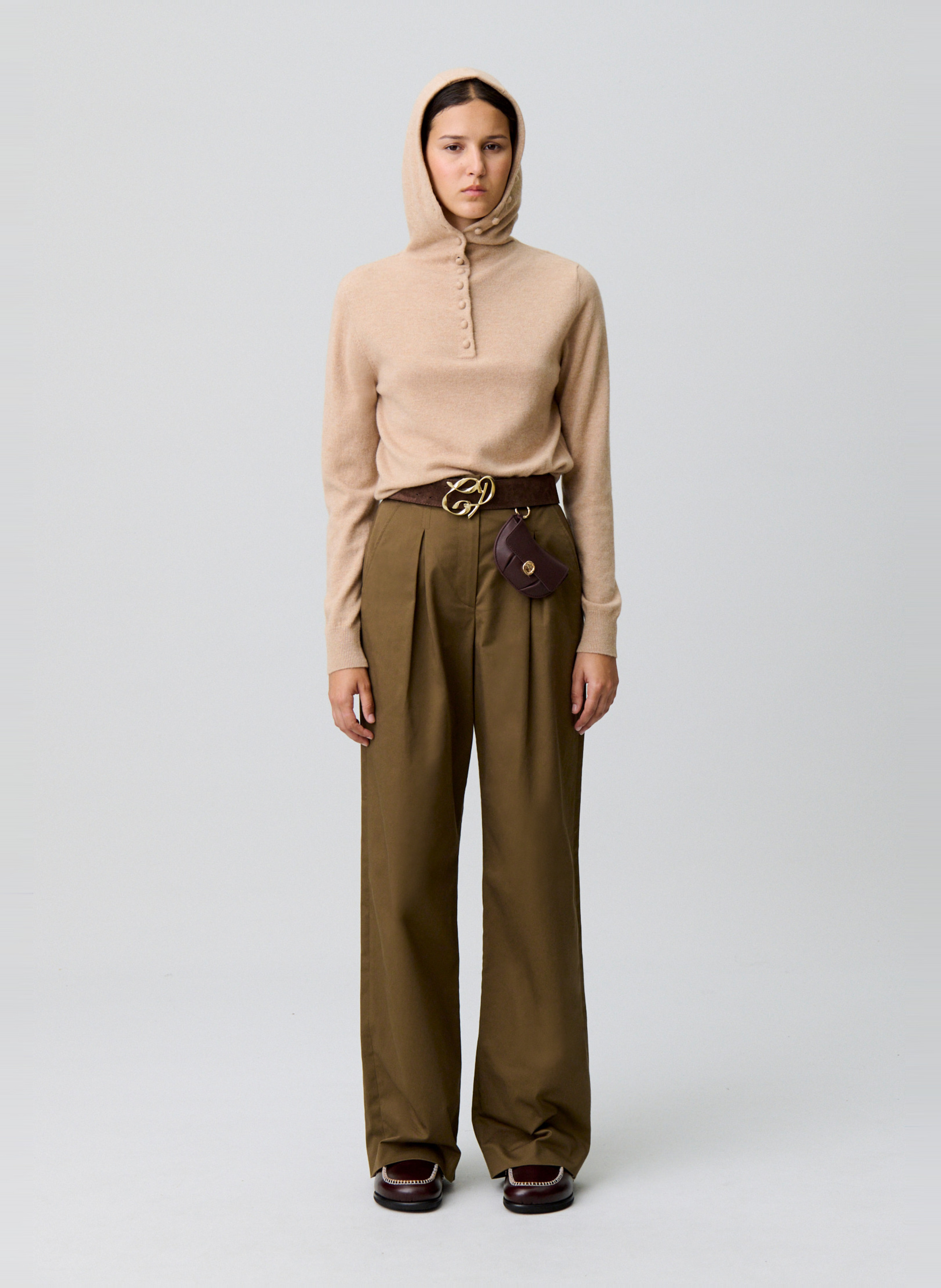 Pull à capuche en laine mélangée melcome CLAUDIE PIERLOT Beige