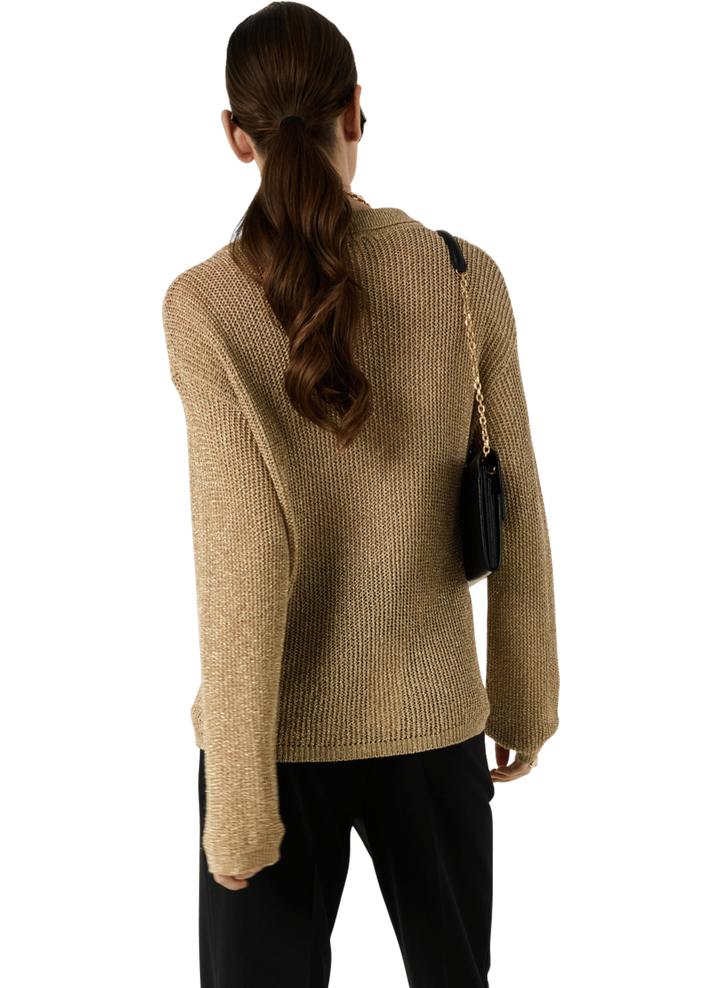 Pull à col polo en maille dorée - lailah GERARD DAREL Doré