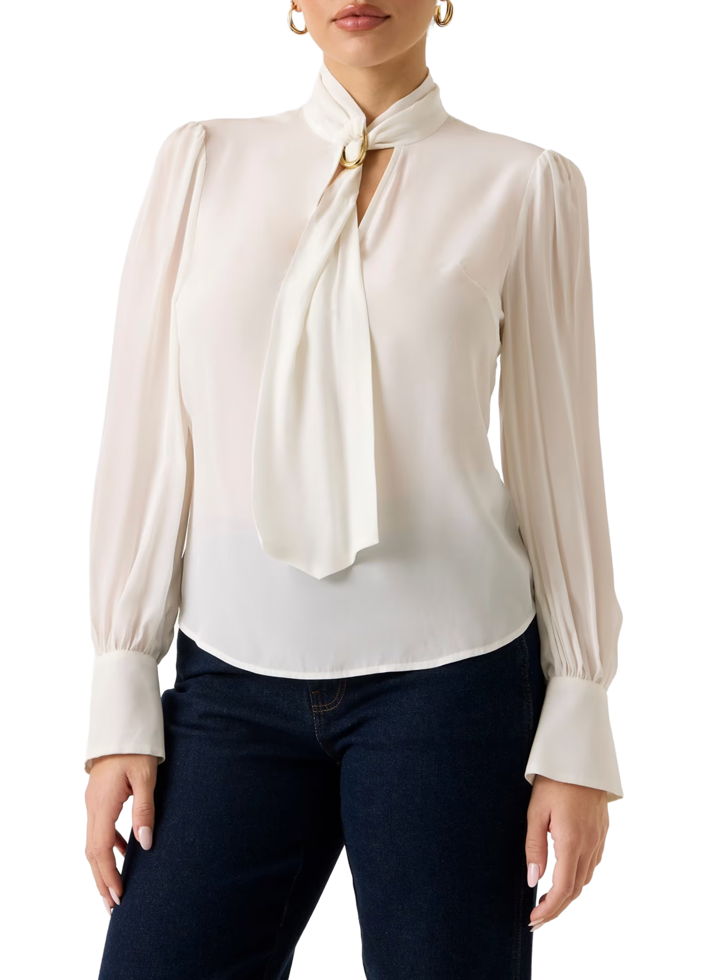 Blouse with long-sleeved tie GUESS Beige