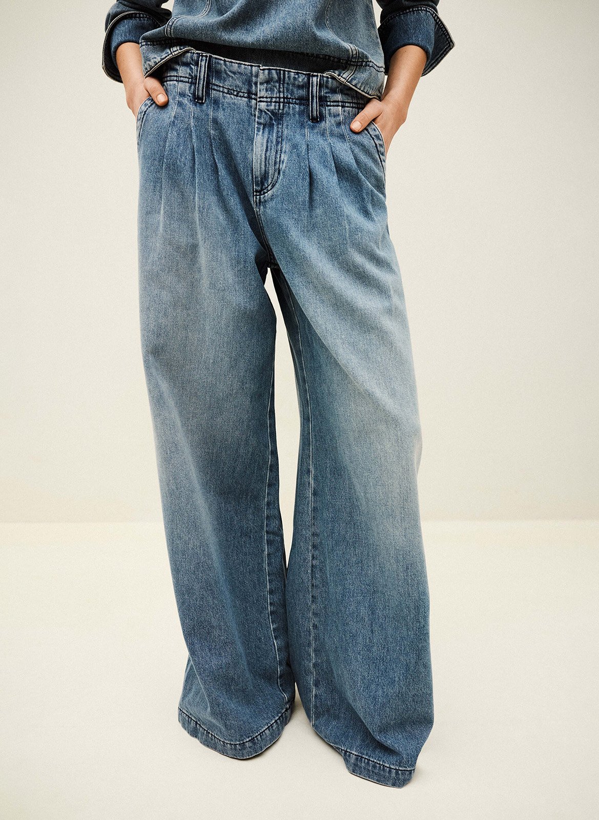 Pantalon large à pinces délavé toby BA&SH Bleu