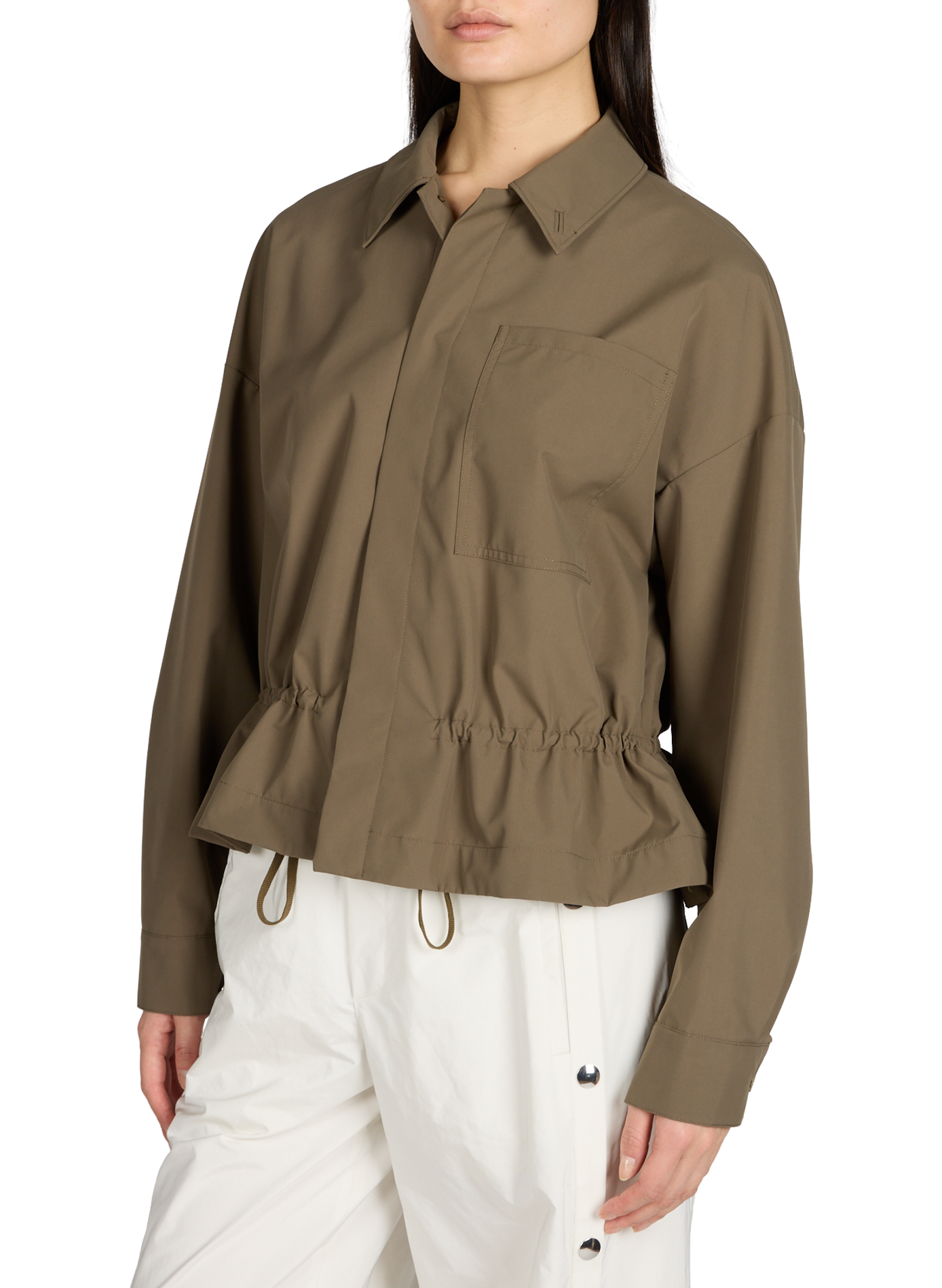 Fitted jacket with classic collar TIBI Khaki