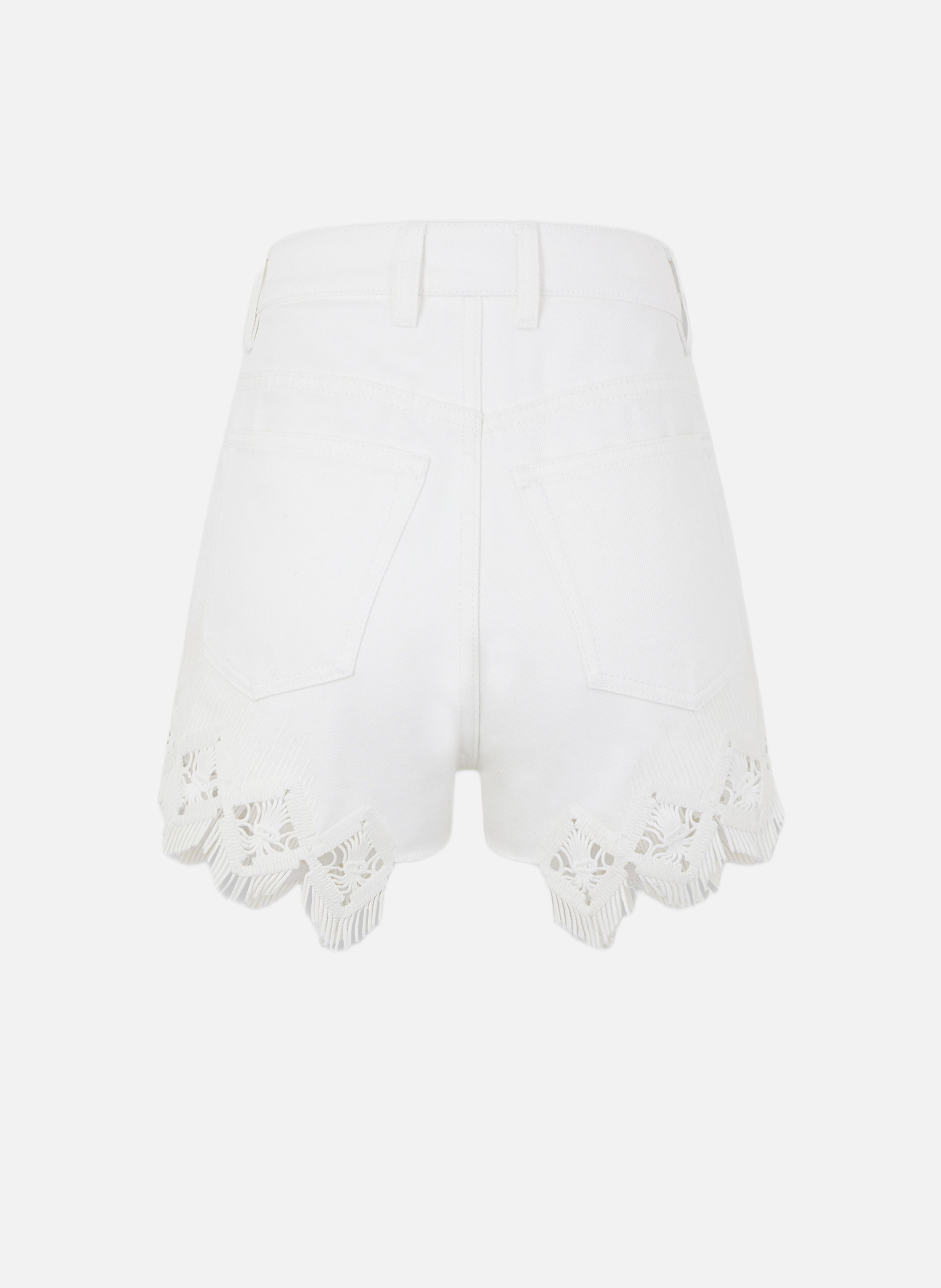 Short en denim avec détails brodés RABANNE Blanc