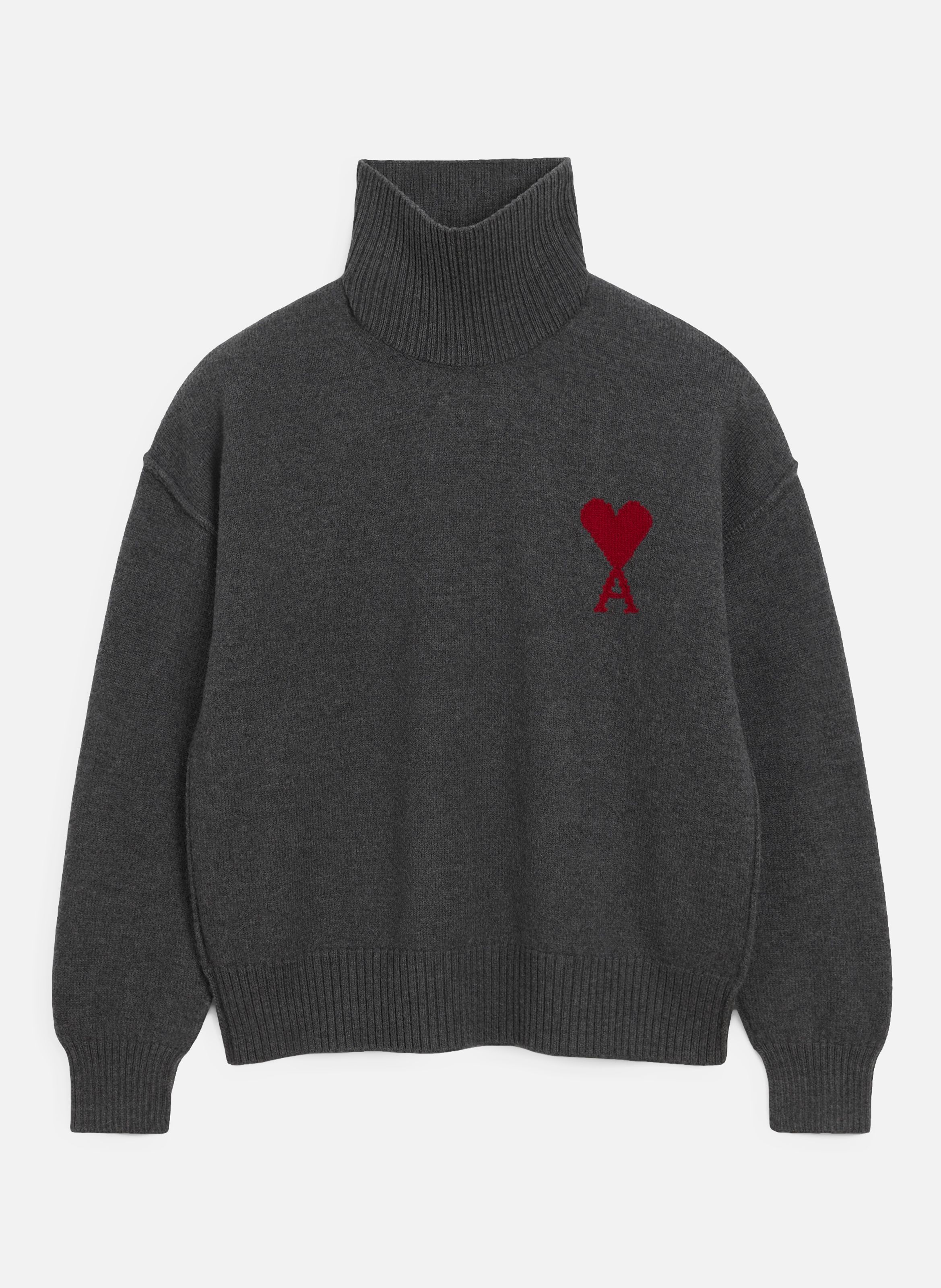 Pull Col Cheminée Ami De Coeur En Laine unisexe AMI PARIS Gris