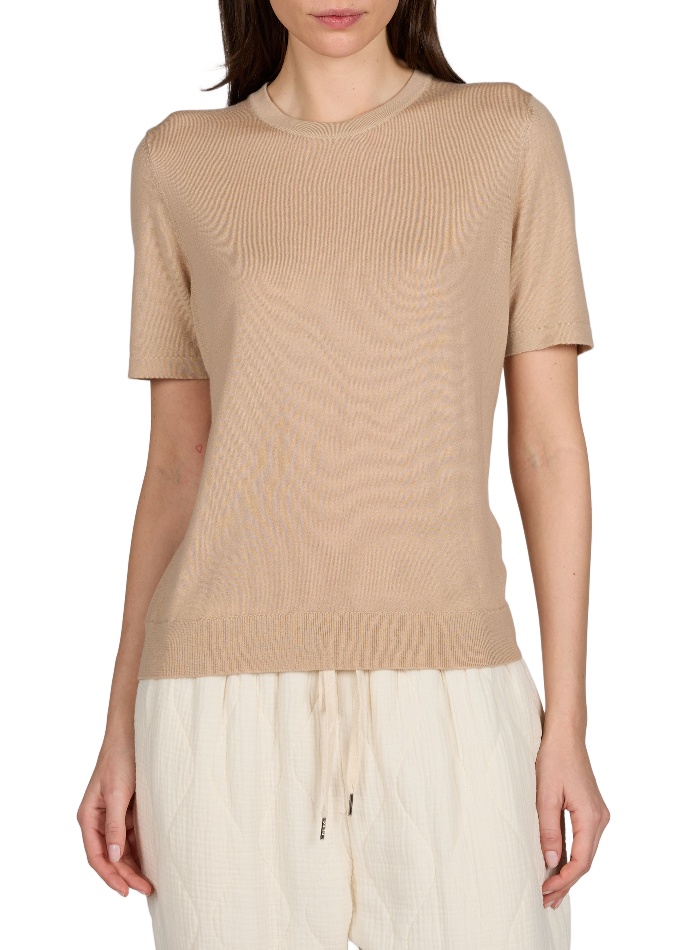 Pull col rond en laine mérinos AU PRINTEMPS PARIS Beige