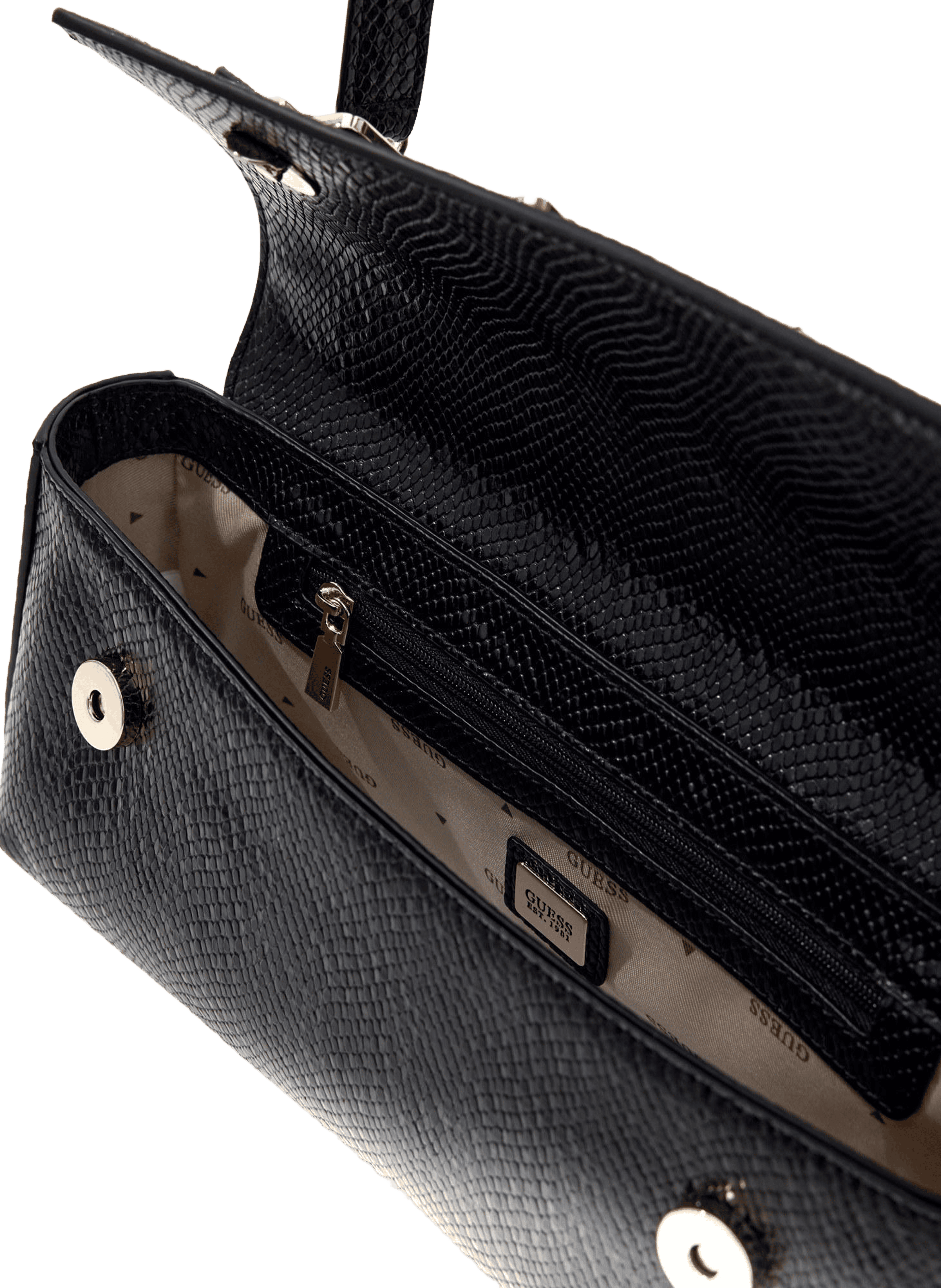 Borsa lucida testurizzata a tracolla GUESS Nero