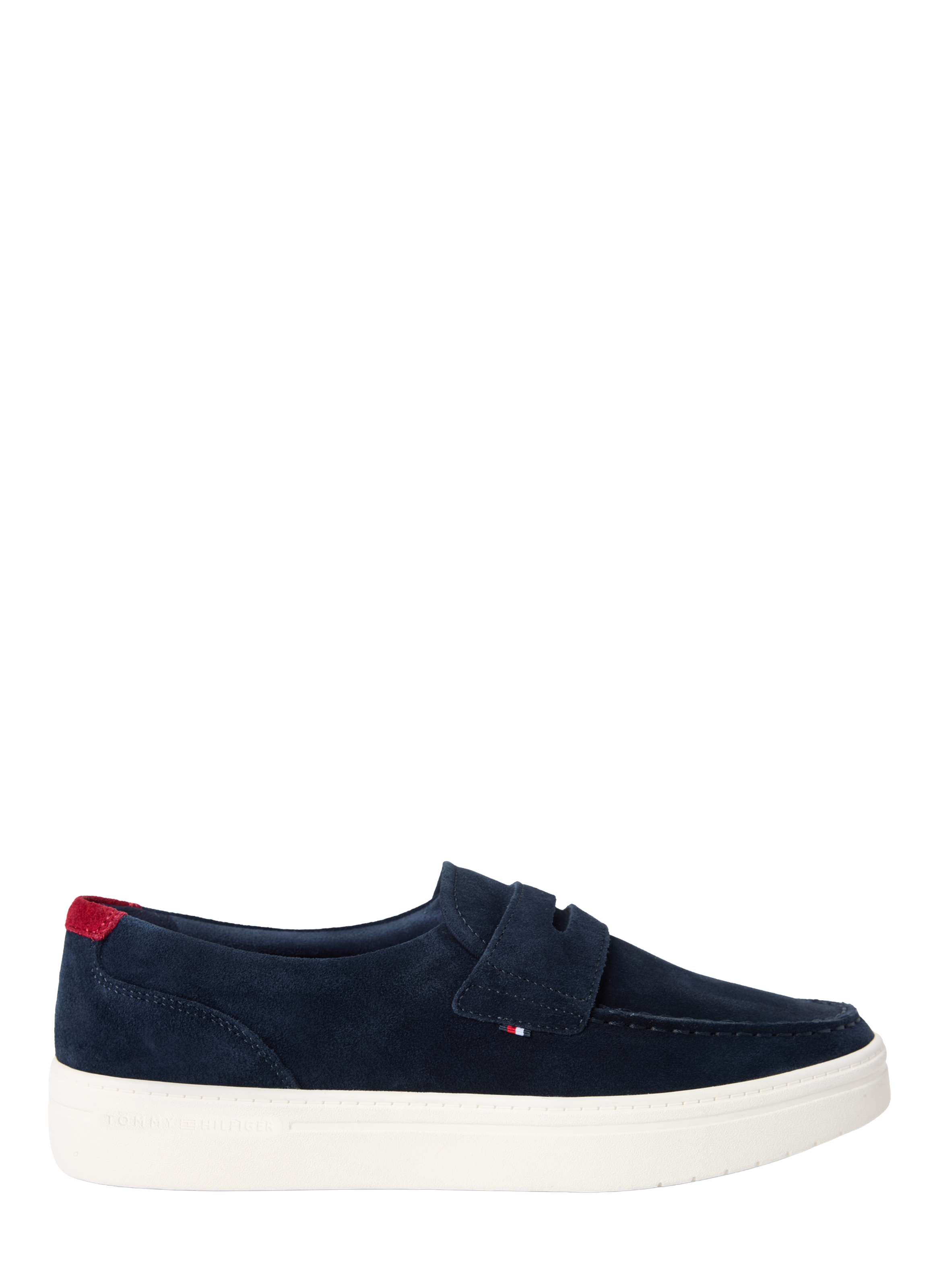 Mocassins en daim à surpiqûres et logo TOMMY HILFIGER Bleu