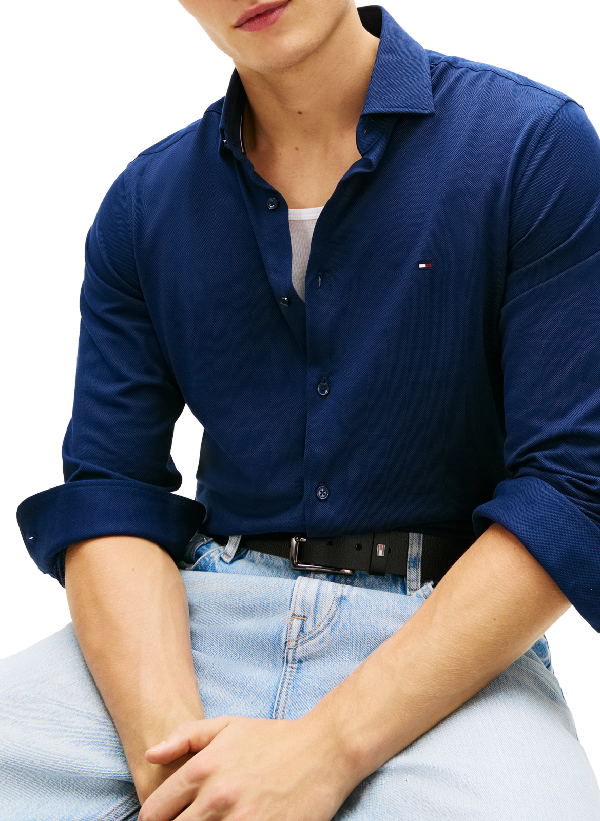 Slim logo cotton shirt TOMMY HILFIGER Blue