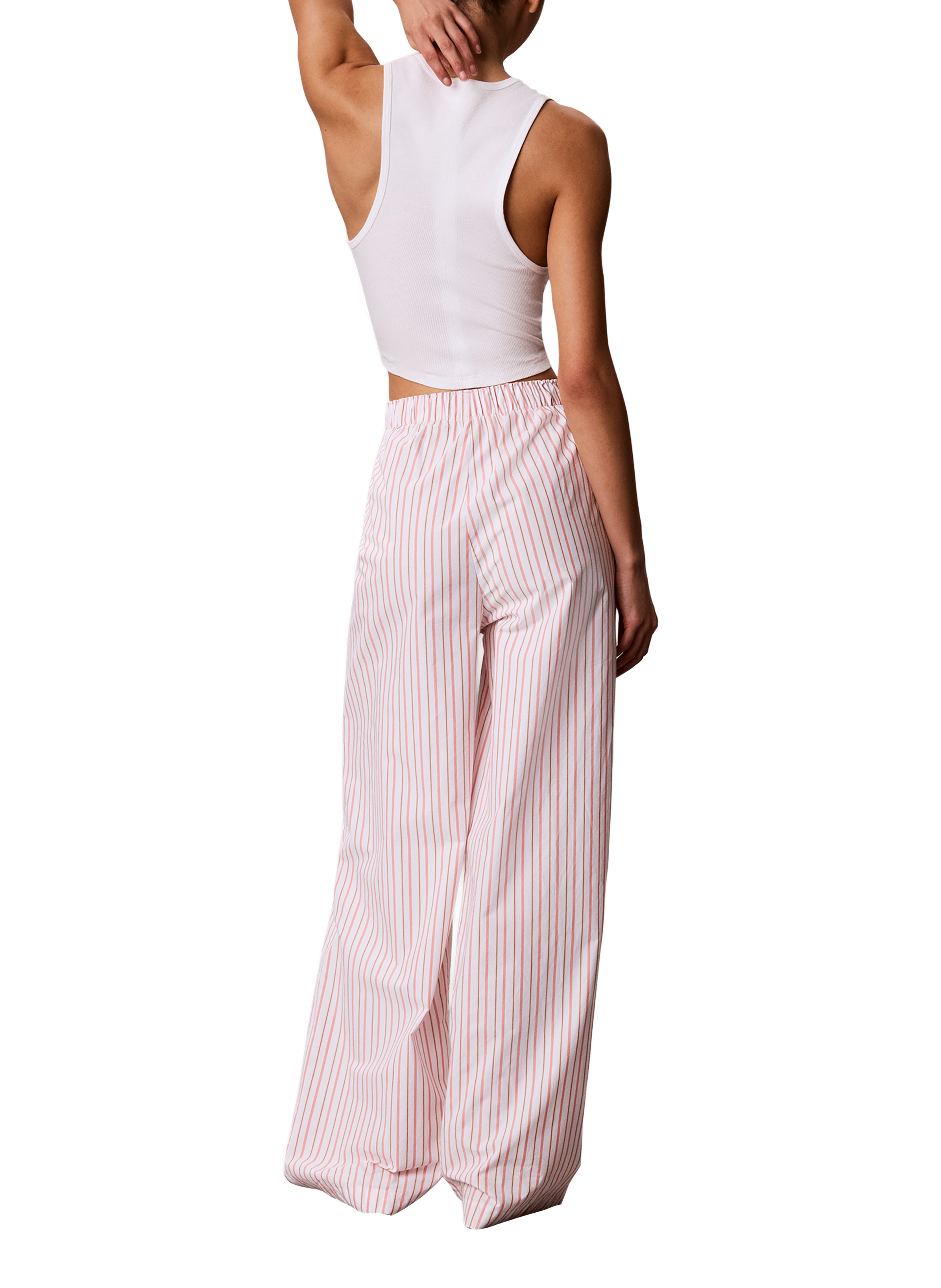 Pantalon de pyjama ample rayé en coton CALVIN KLEIN Orange