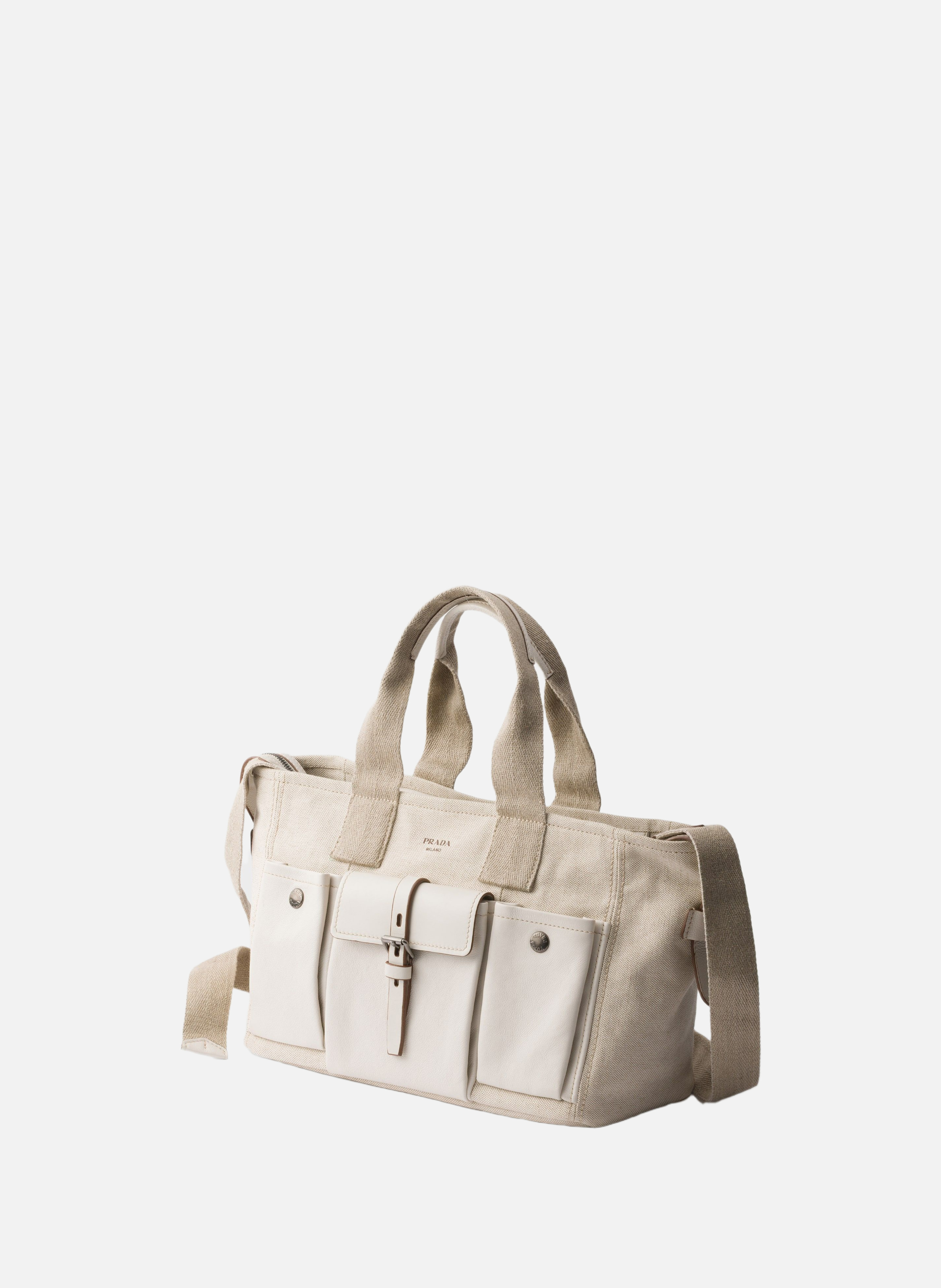 Cabas prada route en toile et cuir PRADA Beige