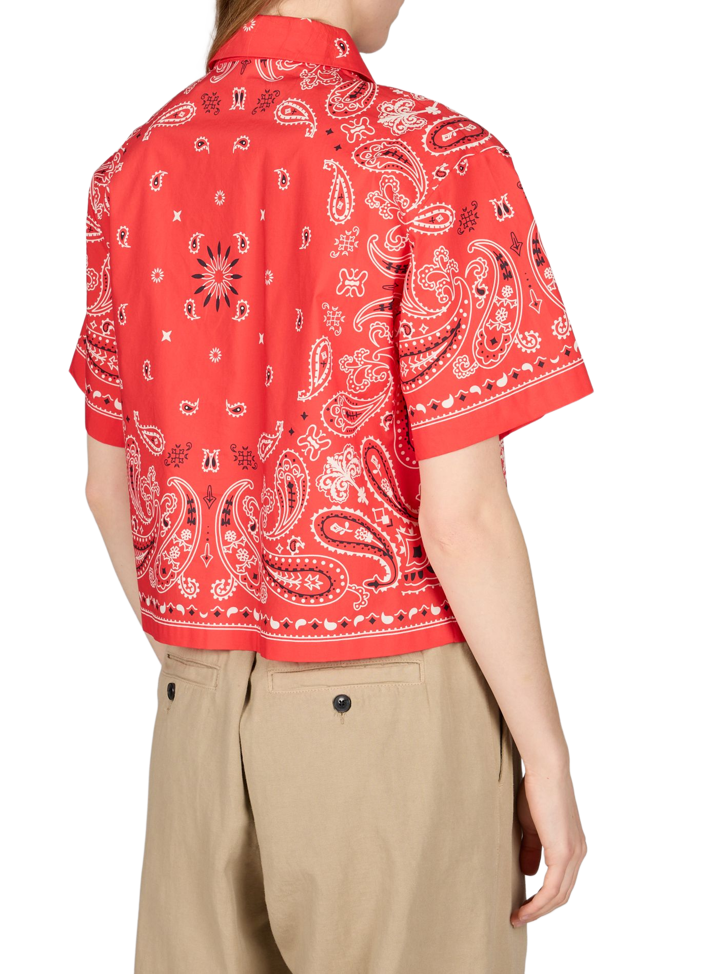 Luz bandana pattern cotton blouse SUNCOO Red