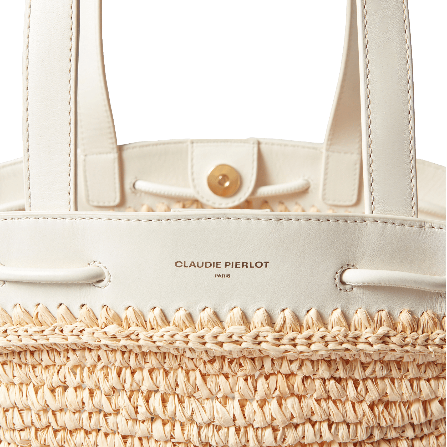 Panier en rephia tressé et cuir lisse CLAUDIE PIERLOT Beige