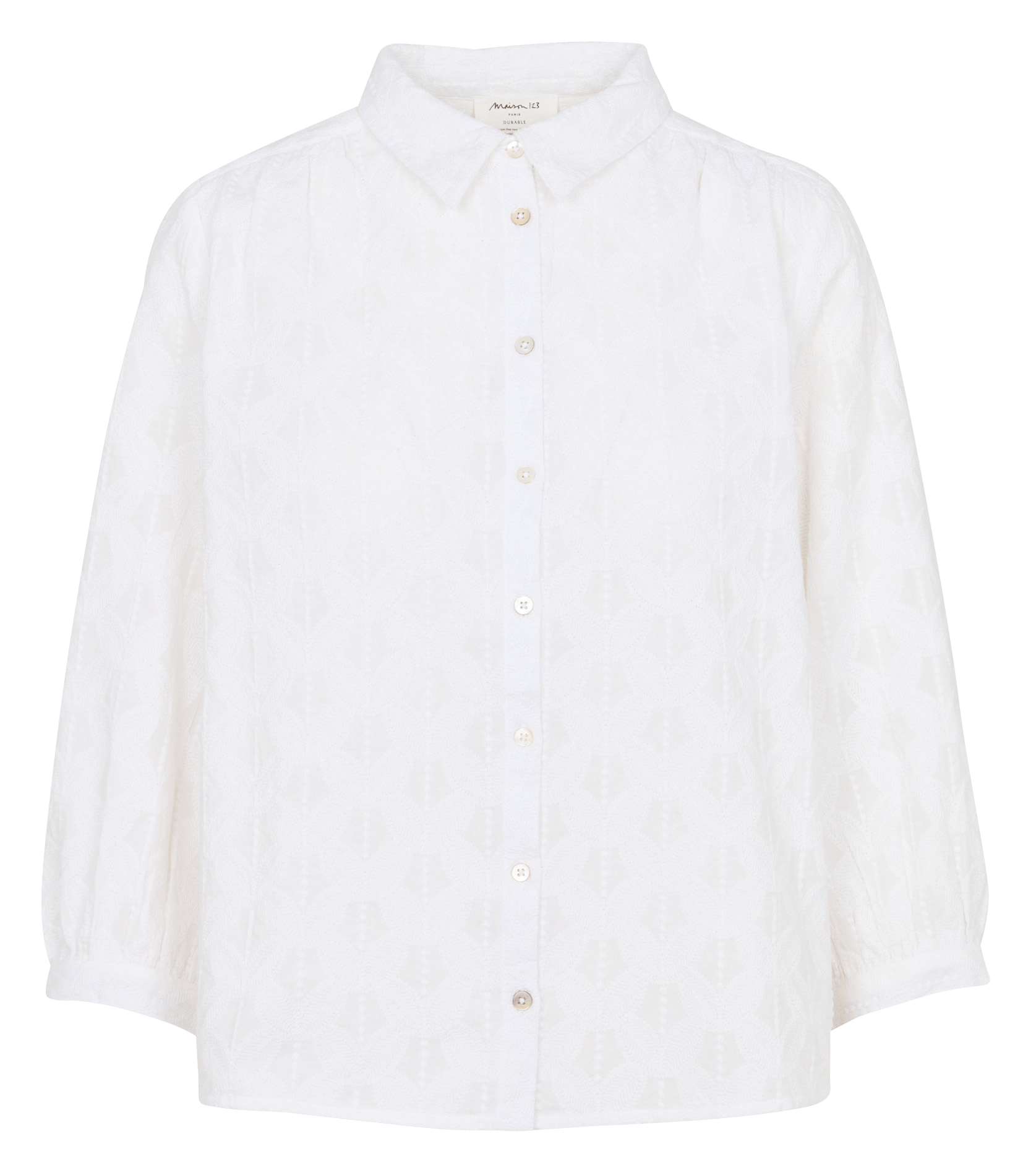 Chemise brodée col classique duke MAISON 123 Blanc