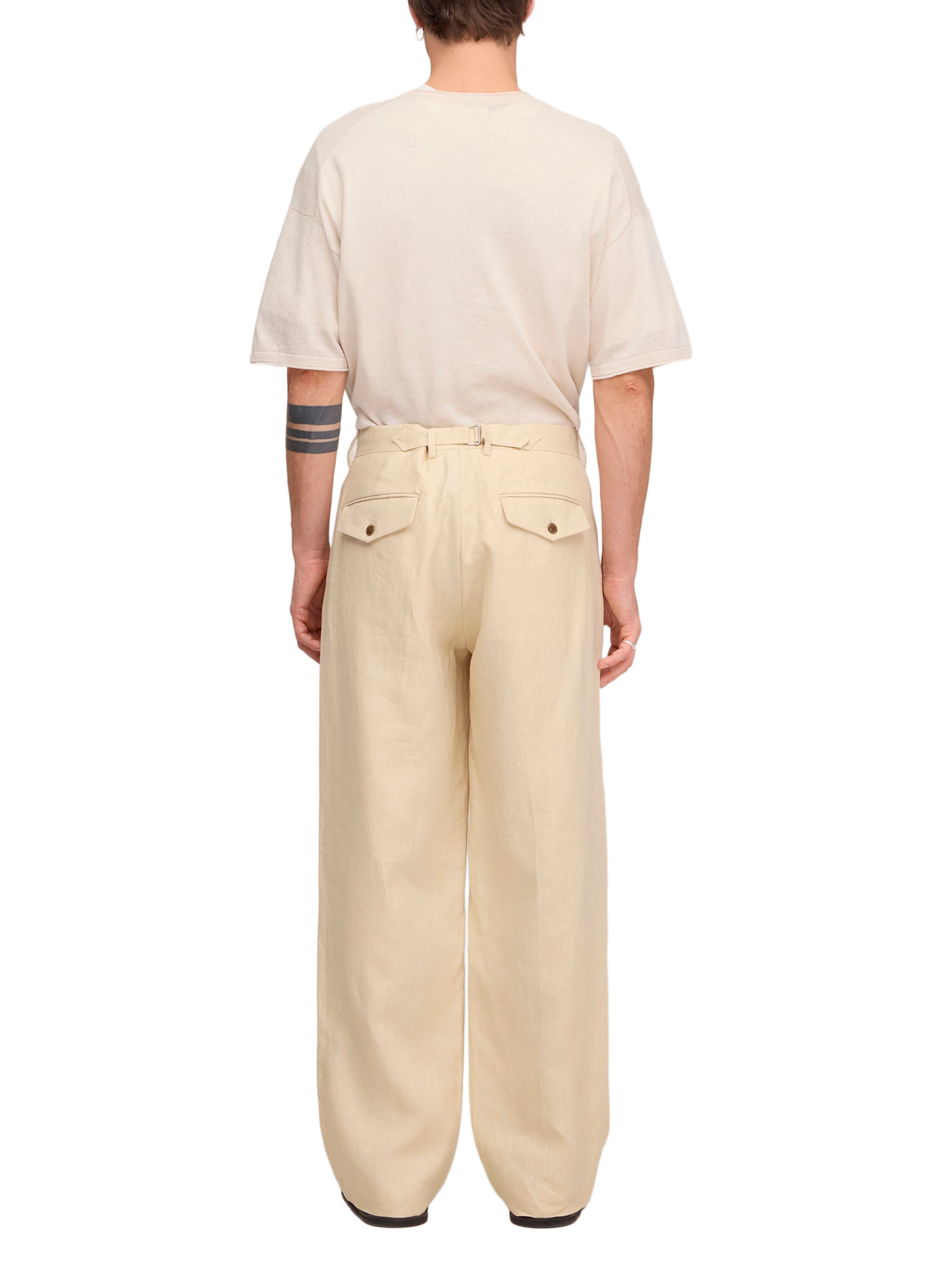 Wide-leg pants with pleats and adjustable waist in linen NN.07 Beige