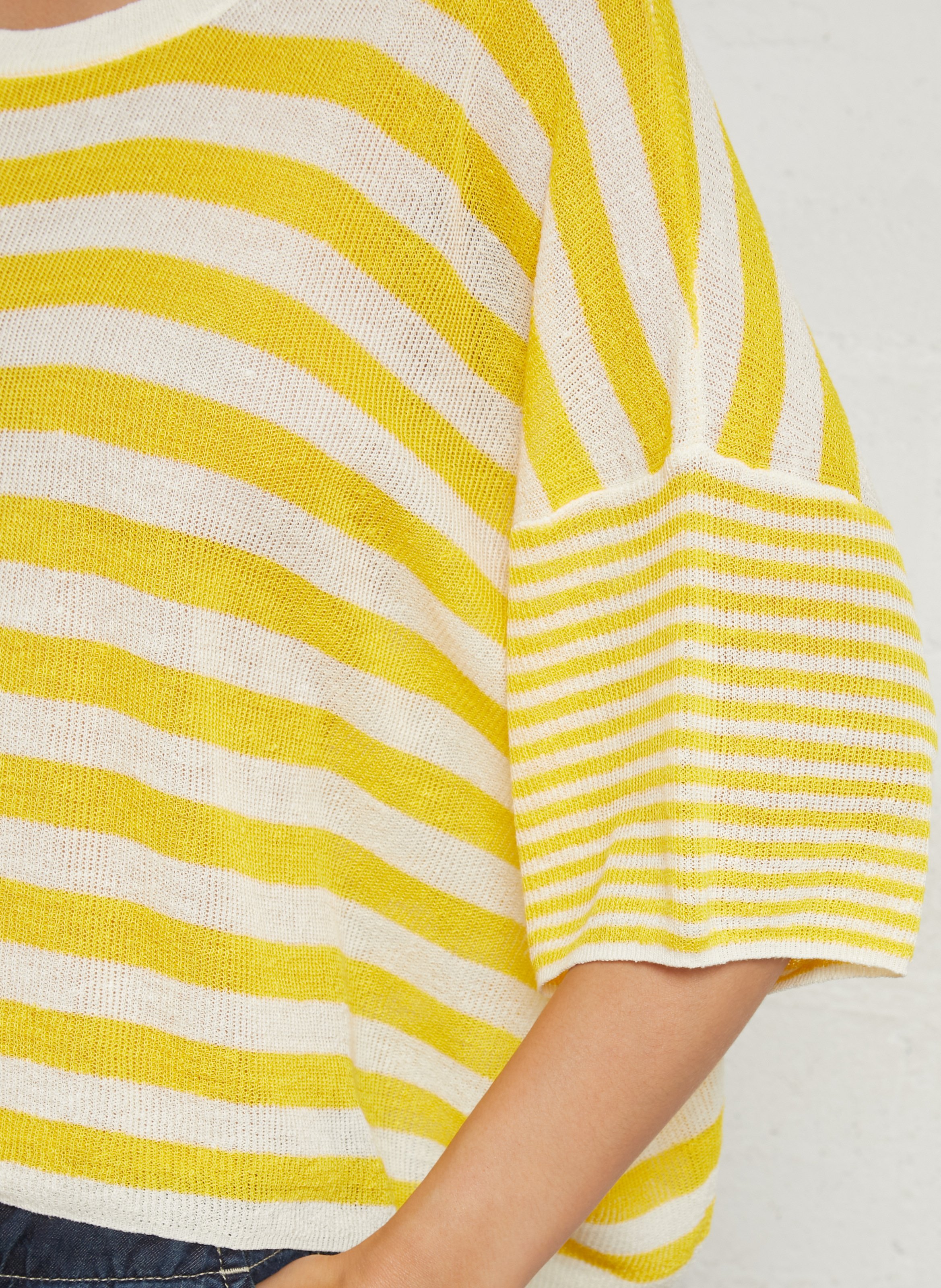 Pull ample rayé en lin mélangé epaky AMERICAN VINTAGE Jaune