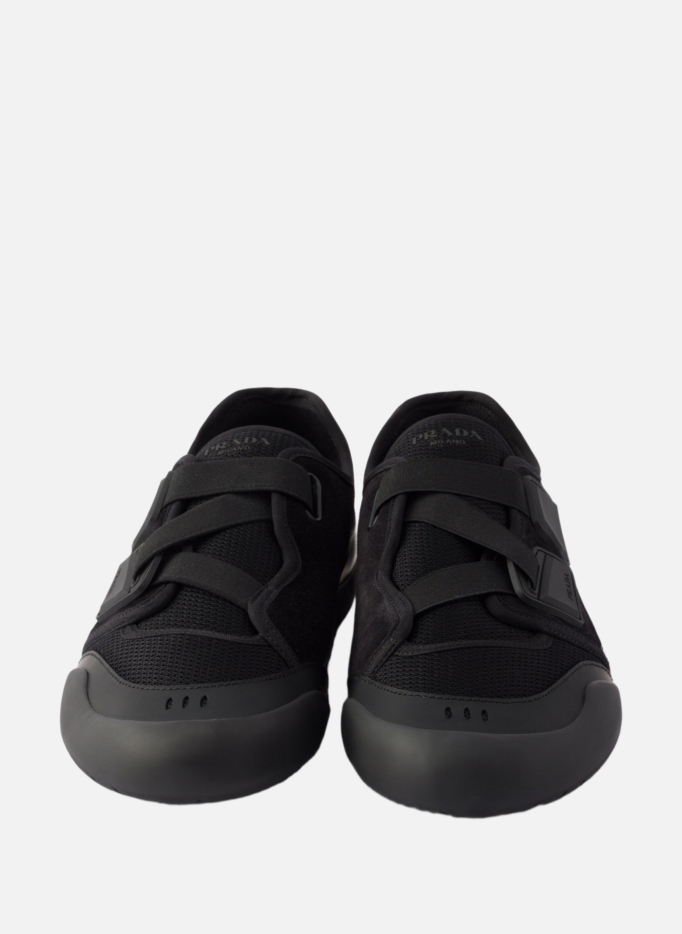 Sneakers speedrock en cuir et tissu mesh PRADA Noir
