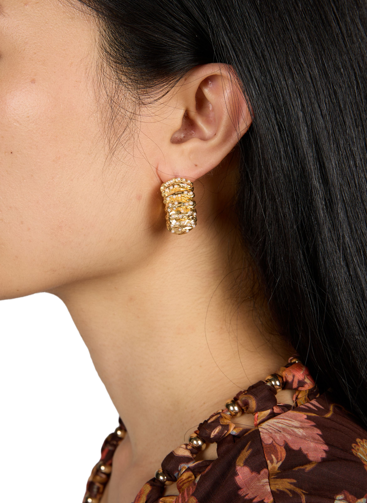 Boucles d'oreilles créoles à perles JOANNA LAURA CONSTANTINE Doré