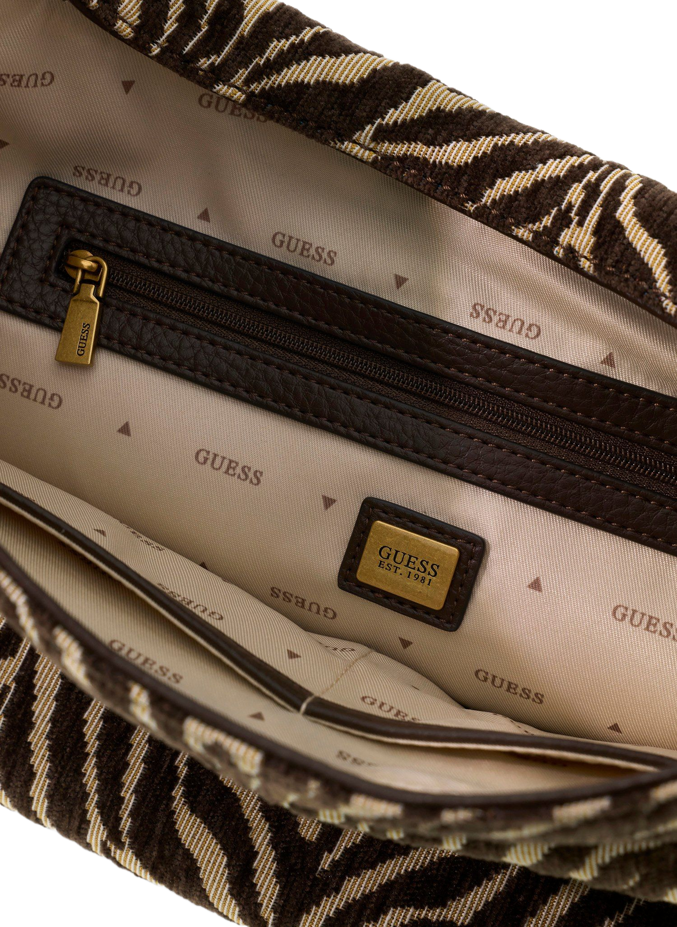 Tasche im Baguette-Stil mit Muster GUESS Braun