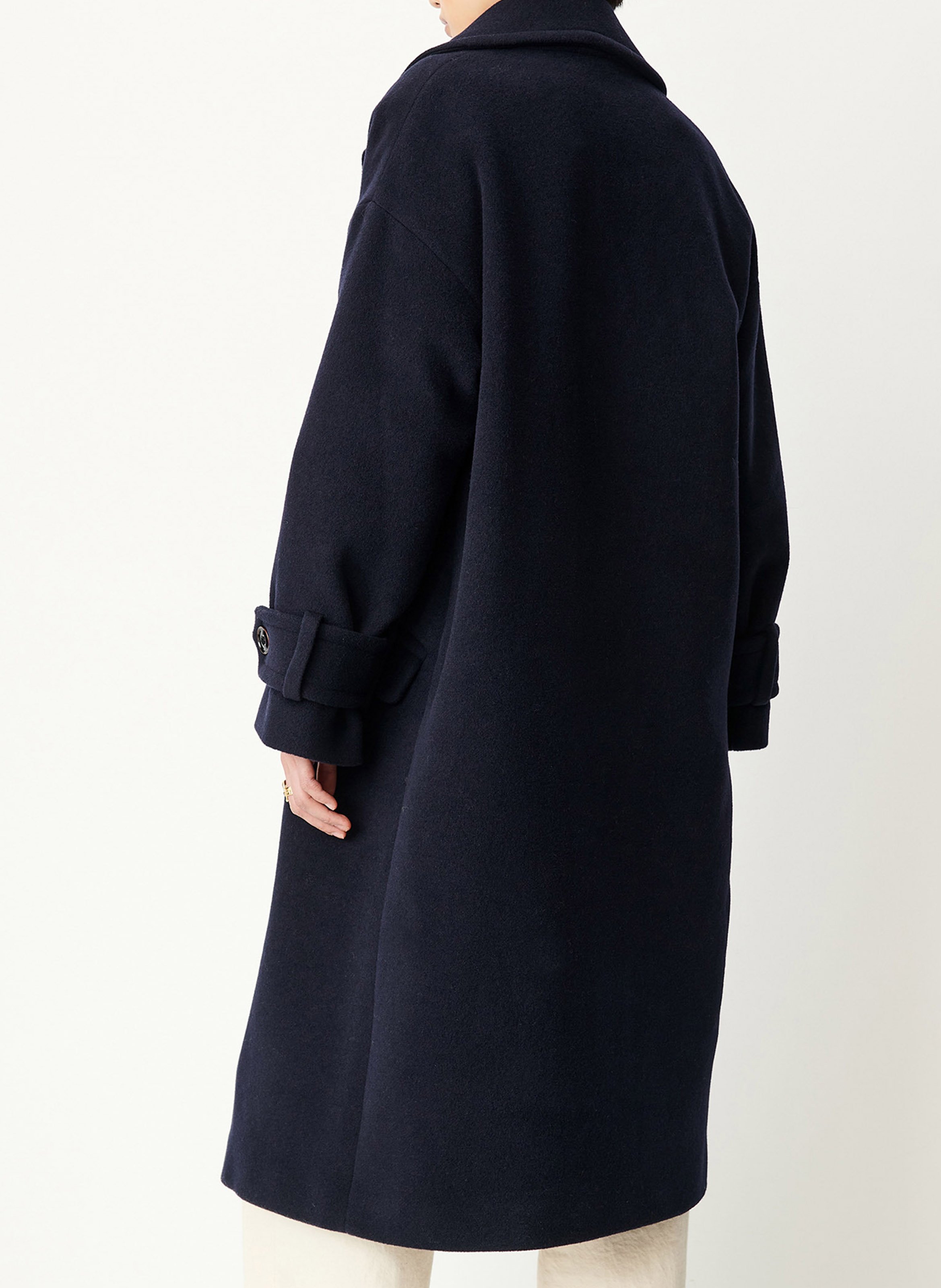 Manteau droit col tailleur en laine mélangée mia SESSUN Bleu