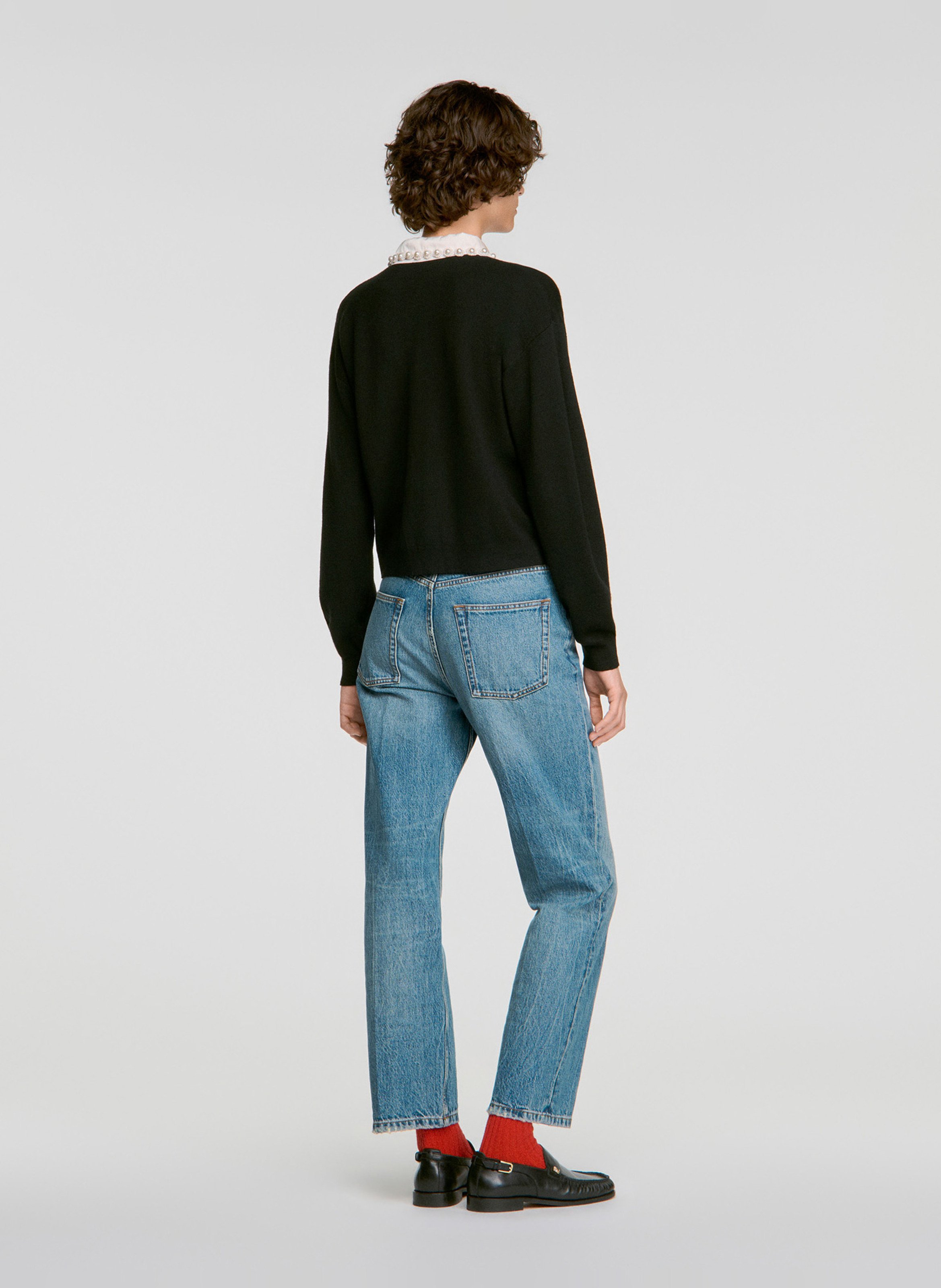 Pull droit en laine mélangée SANDRO Noir