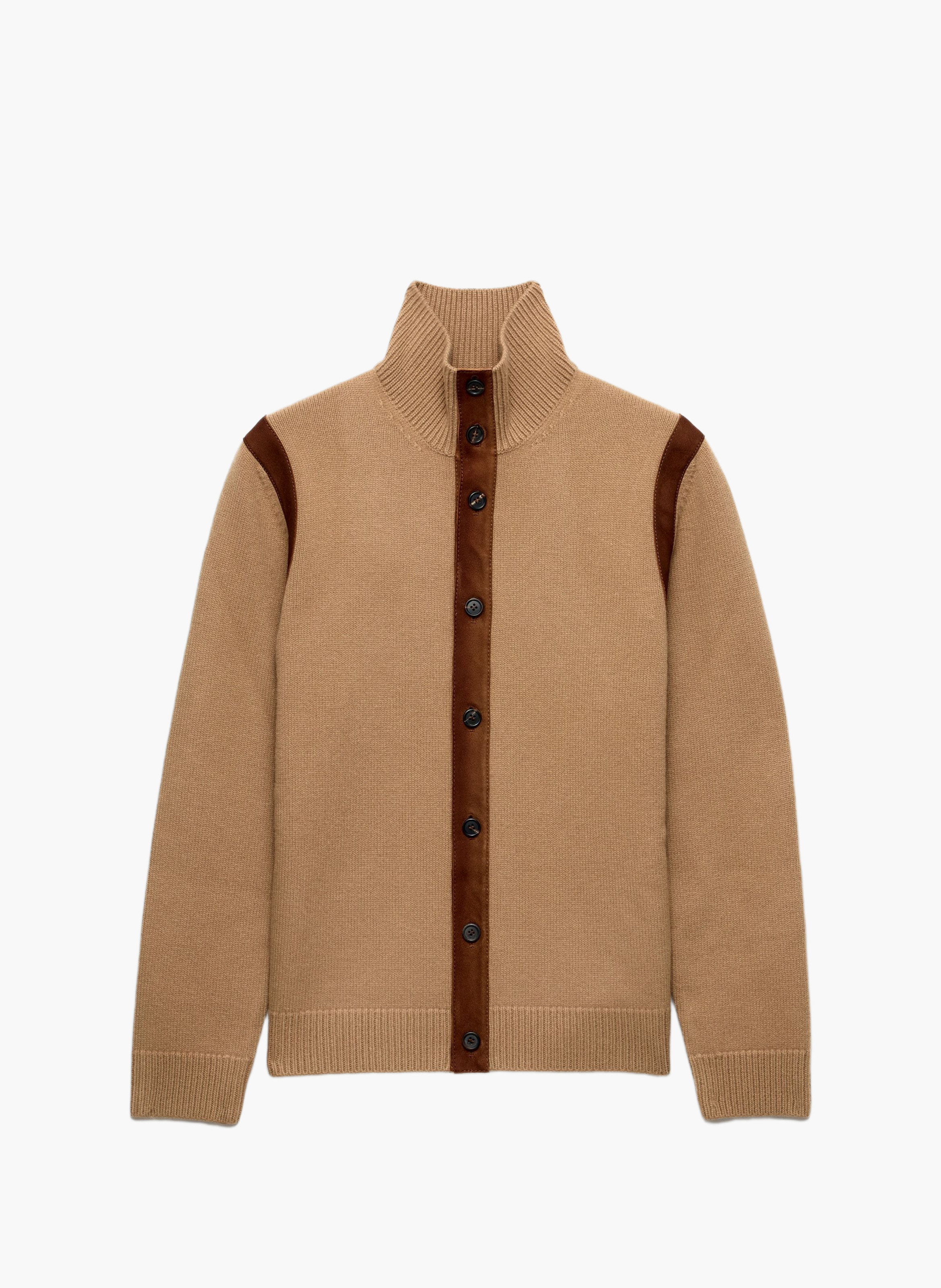 Cardigan en laine avec appliqués en cuir PRADA Marron