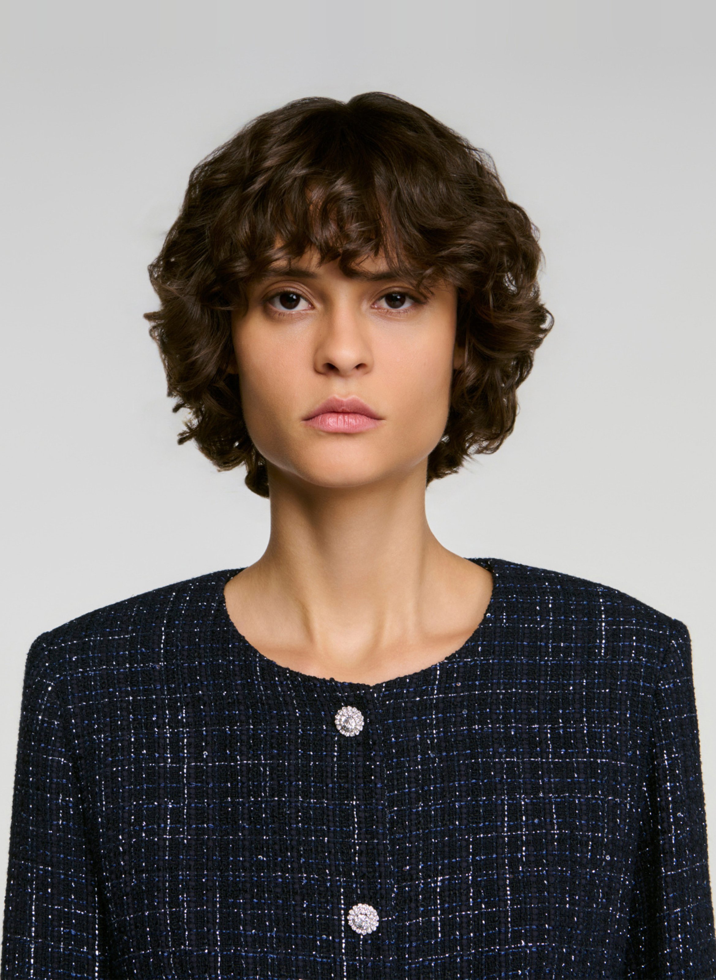 Veste courte ajustée en coton mélangé SANDRO Bleu