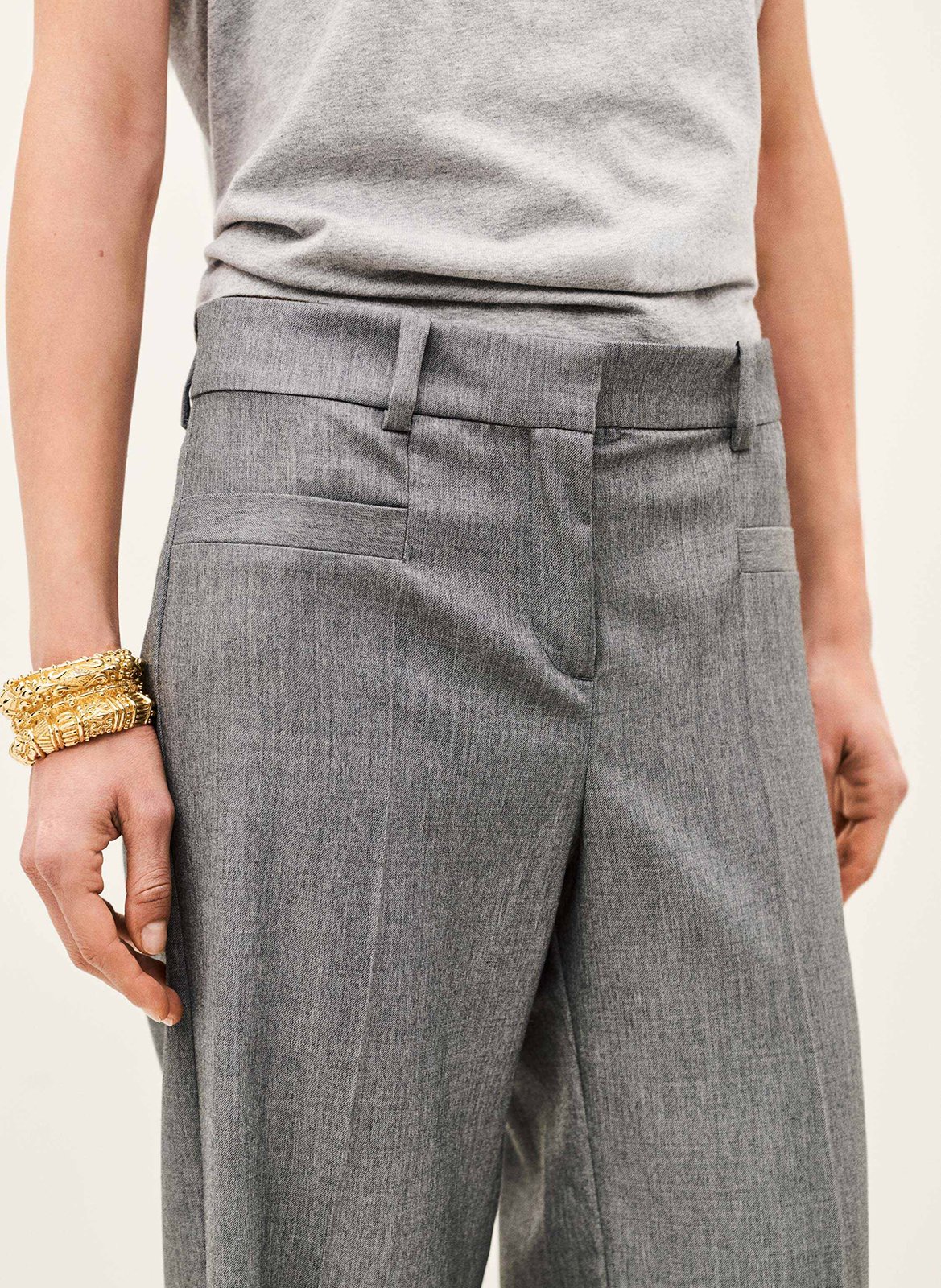 Effen rechte pantalon in pistachekleur | Grijs BA&SH Dames