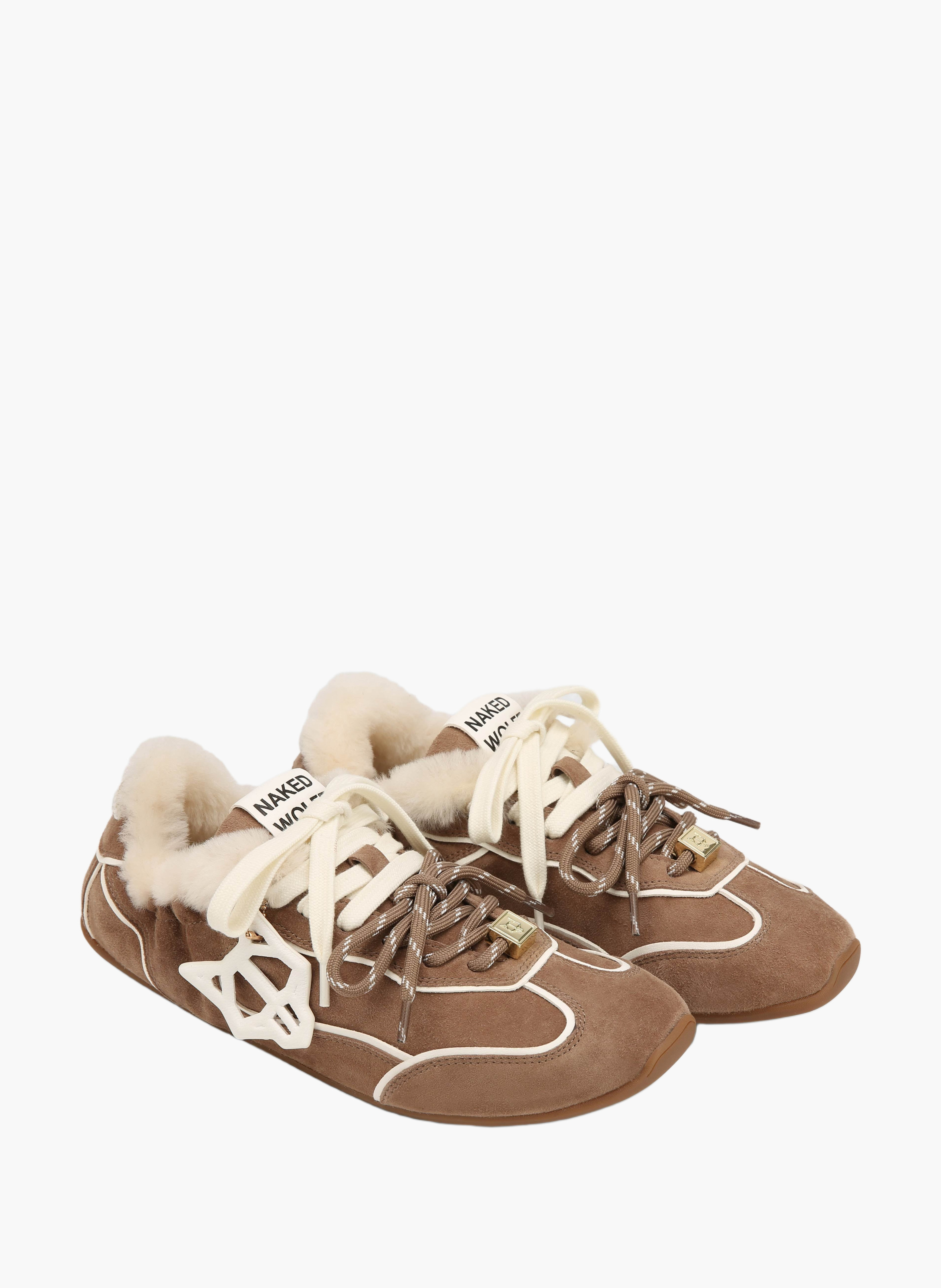Soul-sneakers van schapenvacht NAKED WOLFE Bruin