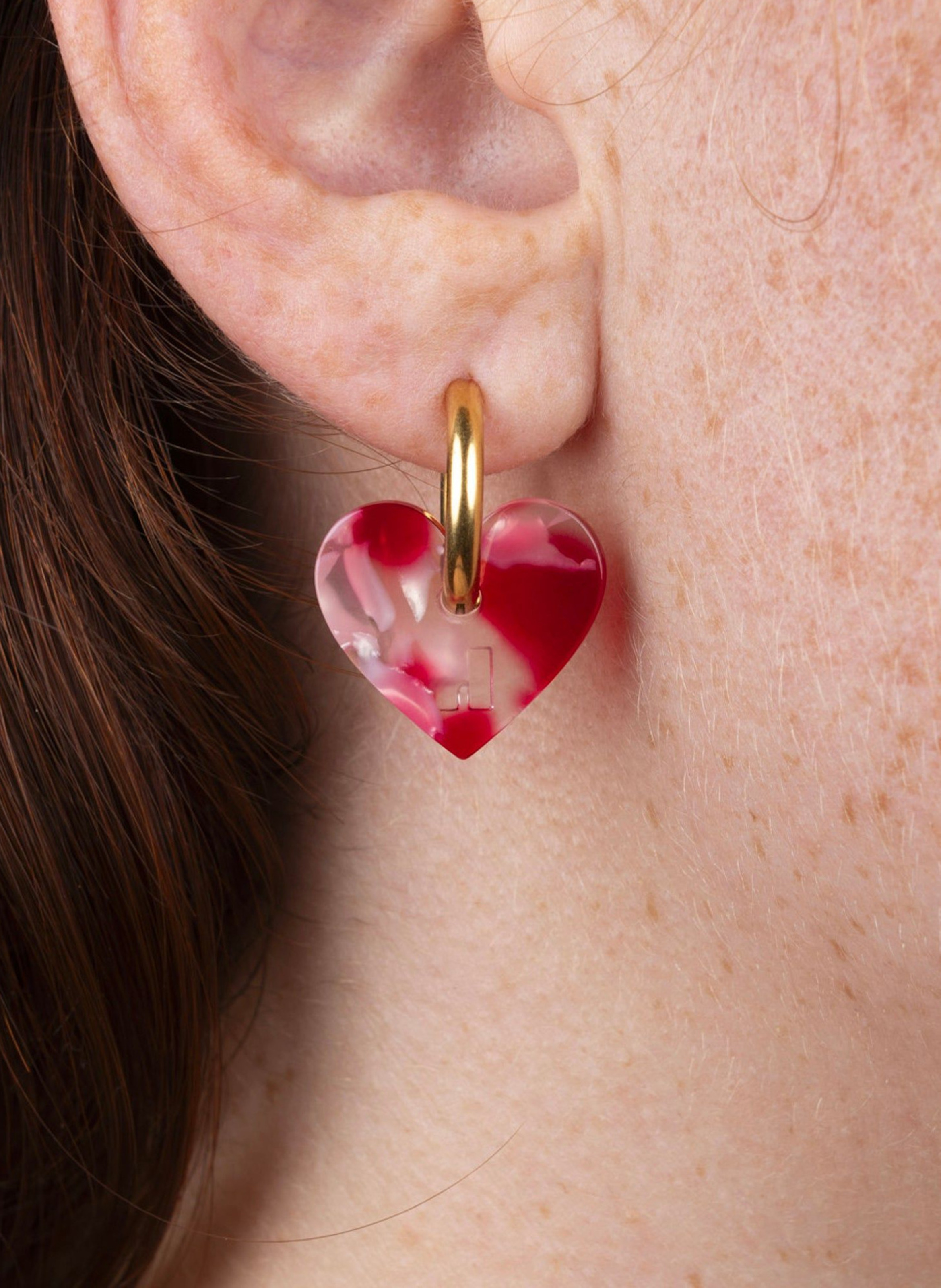 Boucles d'oreilles lova lova avec anneaux en acier inoxydable argenté | Rouge KURAGE GINZA Montres et Bijoux