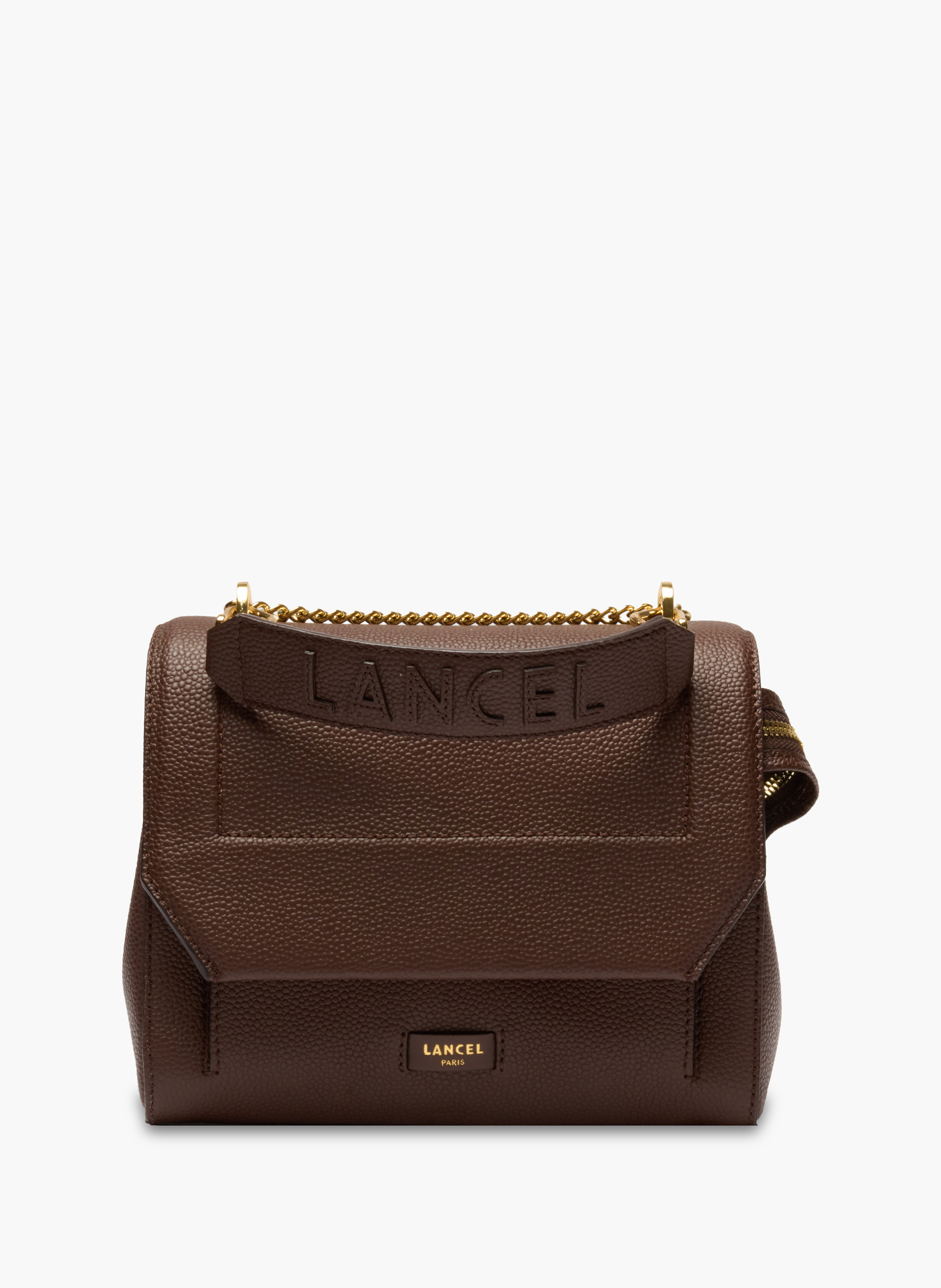 Schoudertas met flap van Lancel in leer  Noix de coco