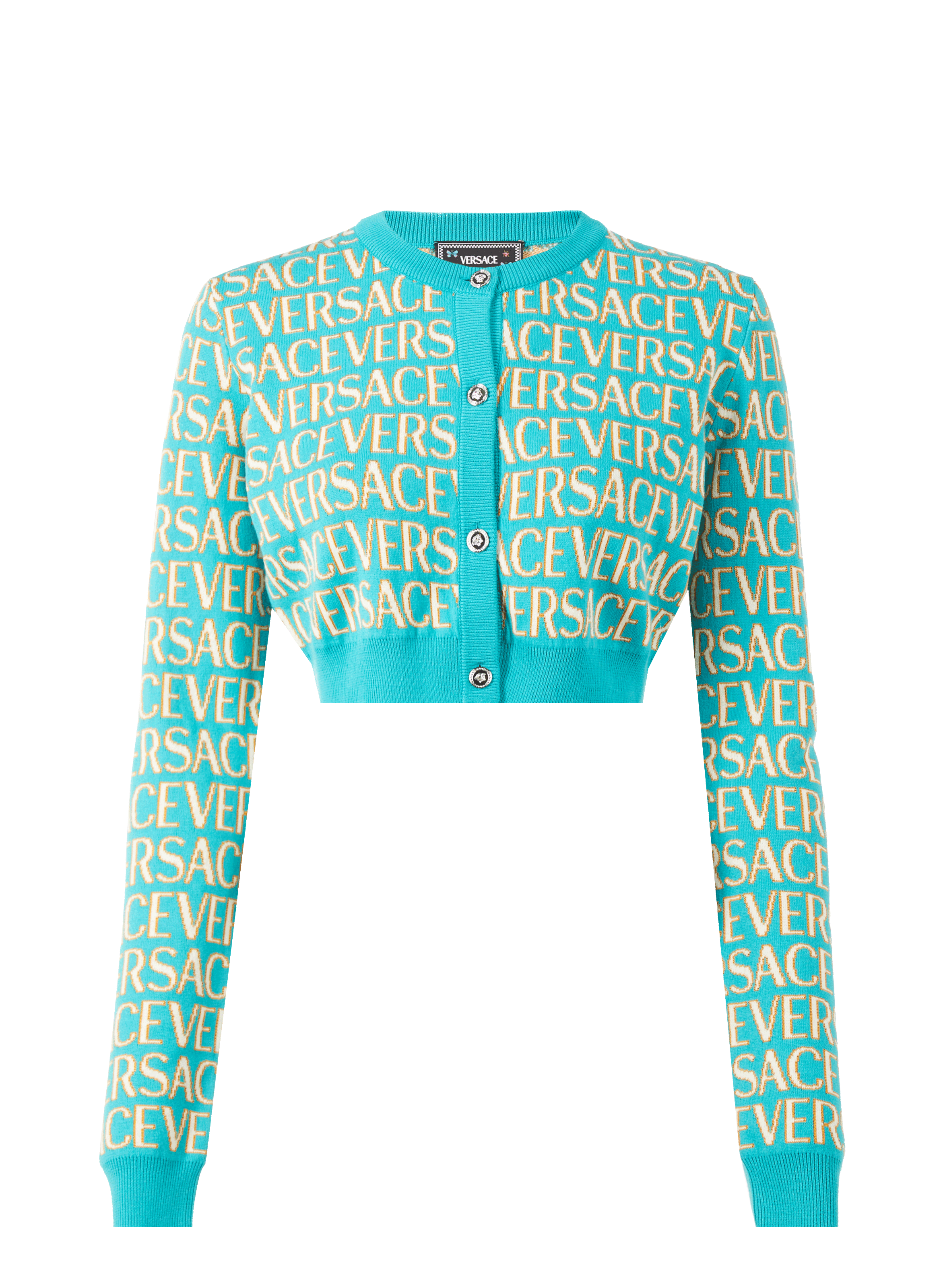 VERSACE Pull Jacquard Série en coton Bleu