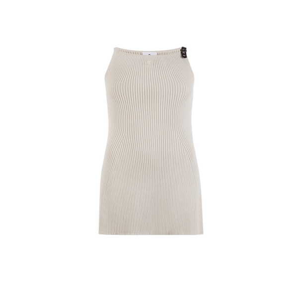 Courrèges Ribbed Mini Dress In Neutral