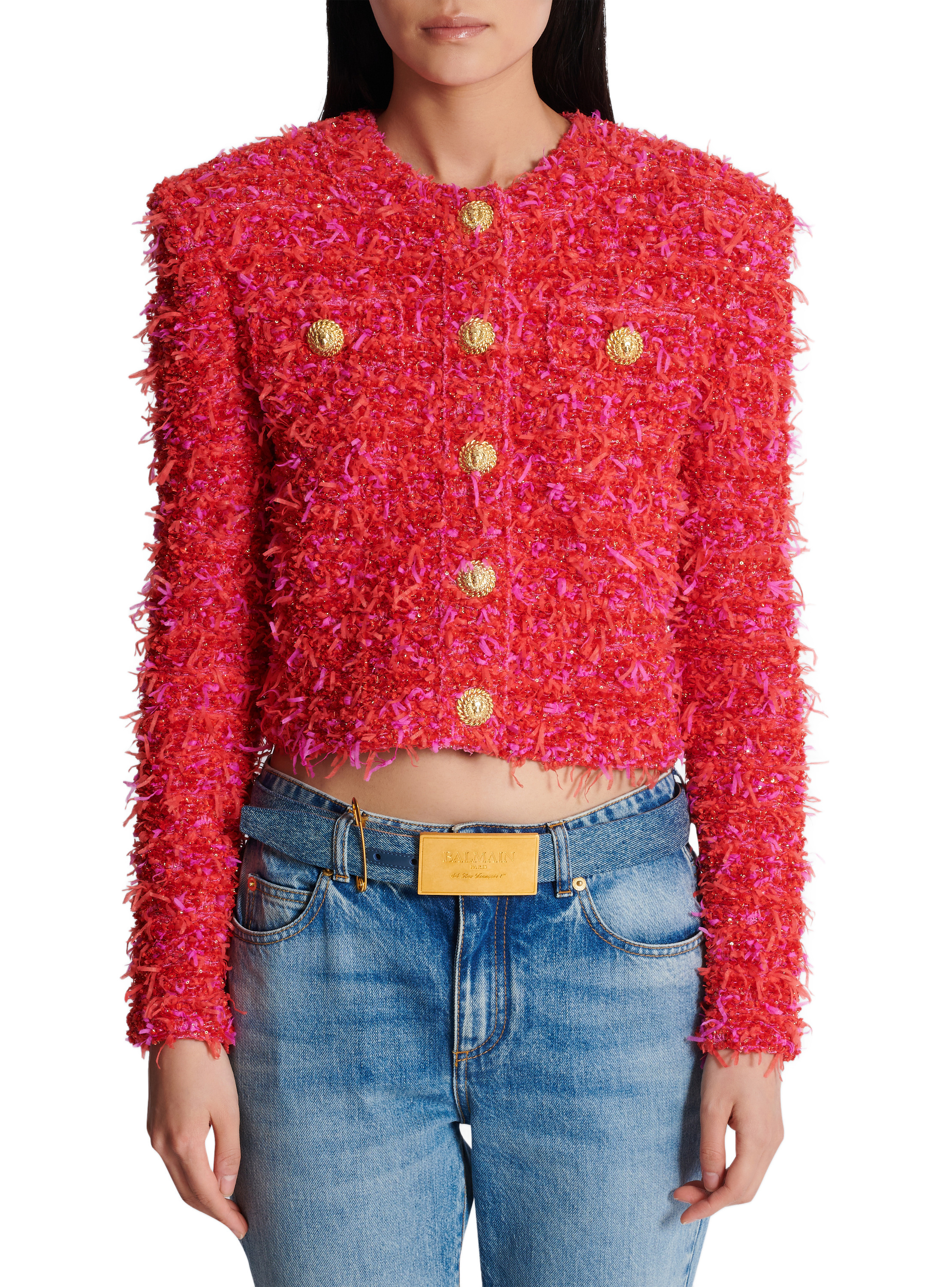 Veste courte en tweed BALMAIN Rouge