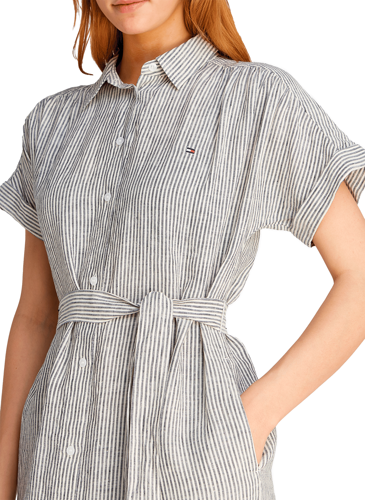 Robe chemise en lin TOMMY HILFIGER Multicolore