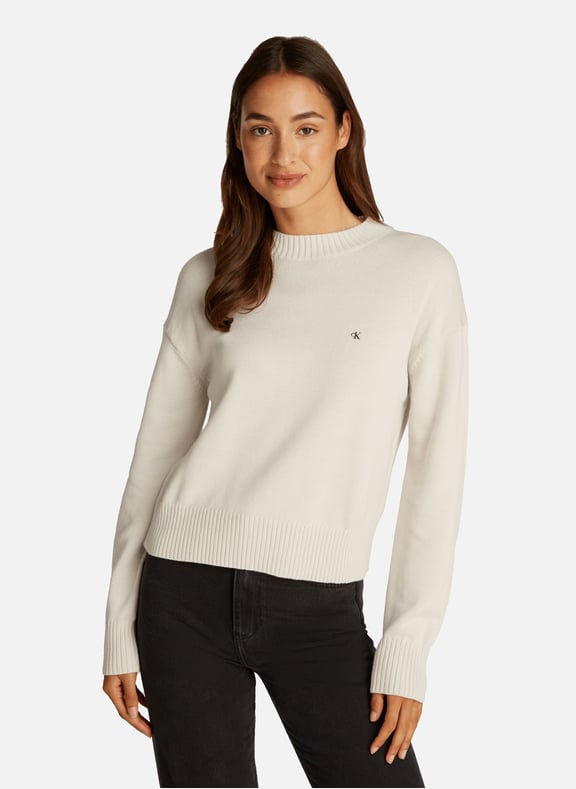 Cotton cable knit jumper Beige by CALVIN KLEIN CALVIN KLEIN Cotton cable knit jumper Beige