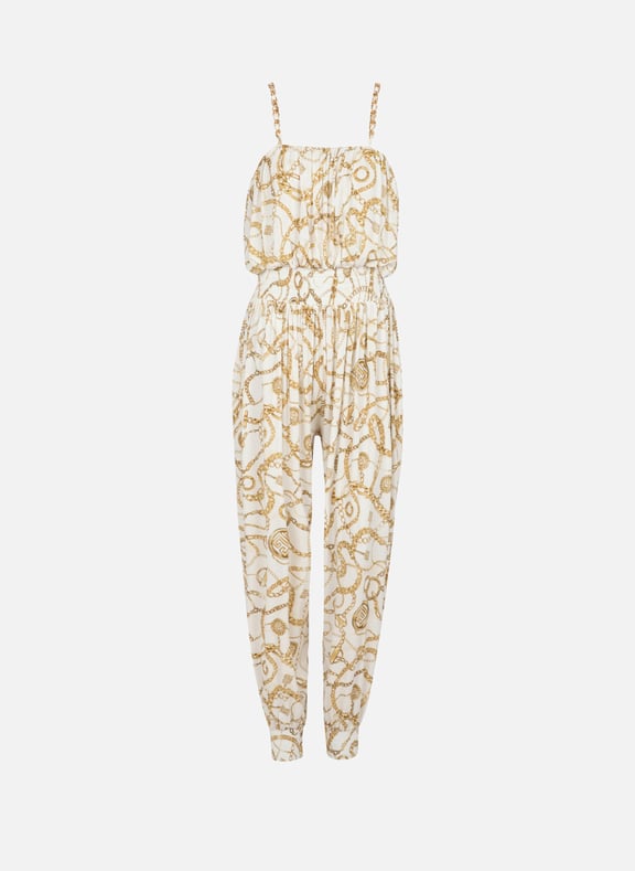 Combinaison fluide imprimée motif balmain chaînes Doré by BALMAIN BALMAIN Combinaison fluide imprimée motif balmain chaînes Doré