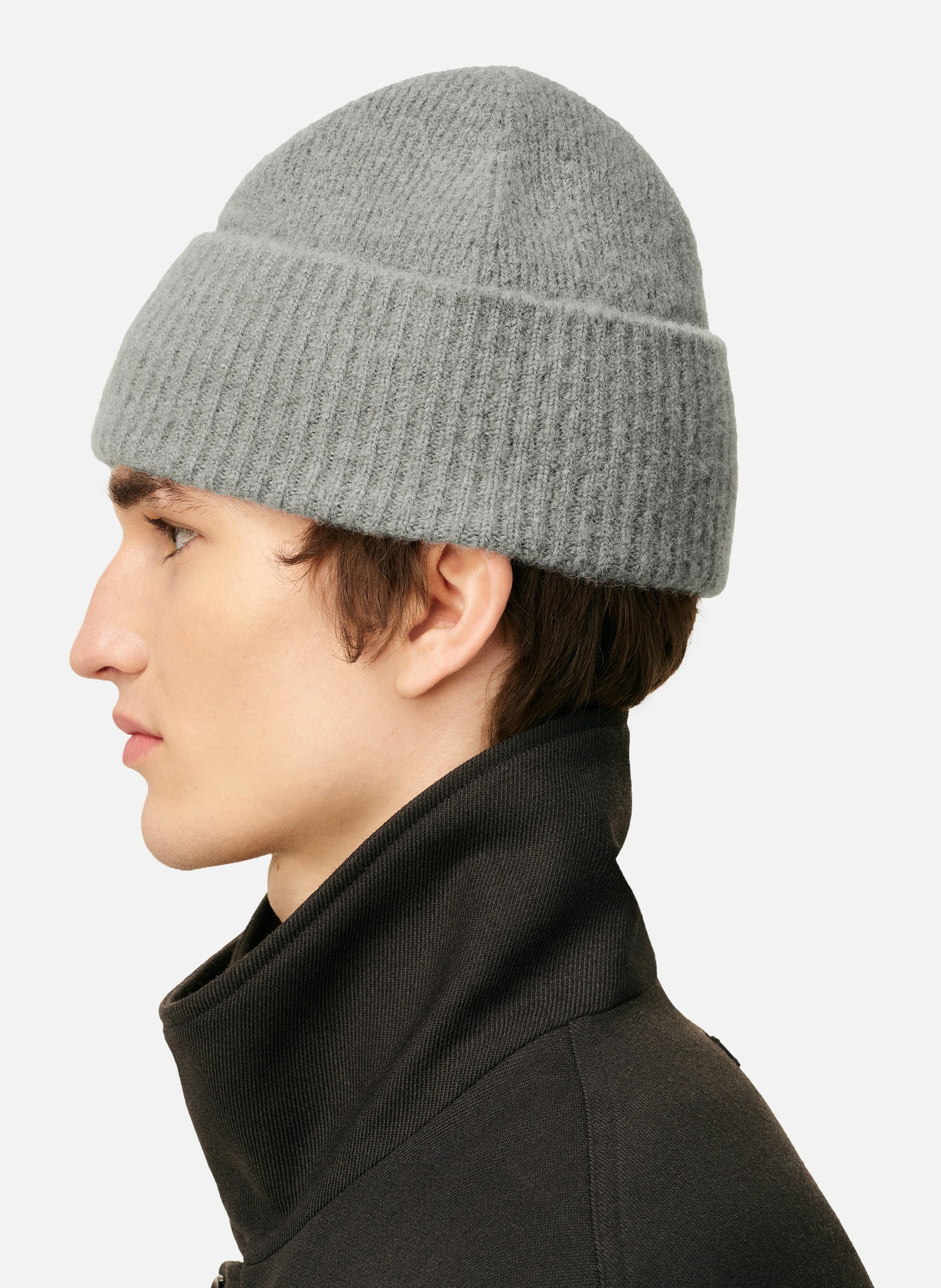 Bonnet ami de coeur en alpaga rayé unisexe AMI PARIS Gris